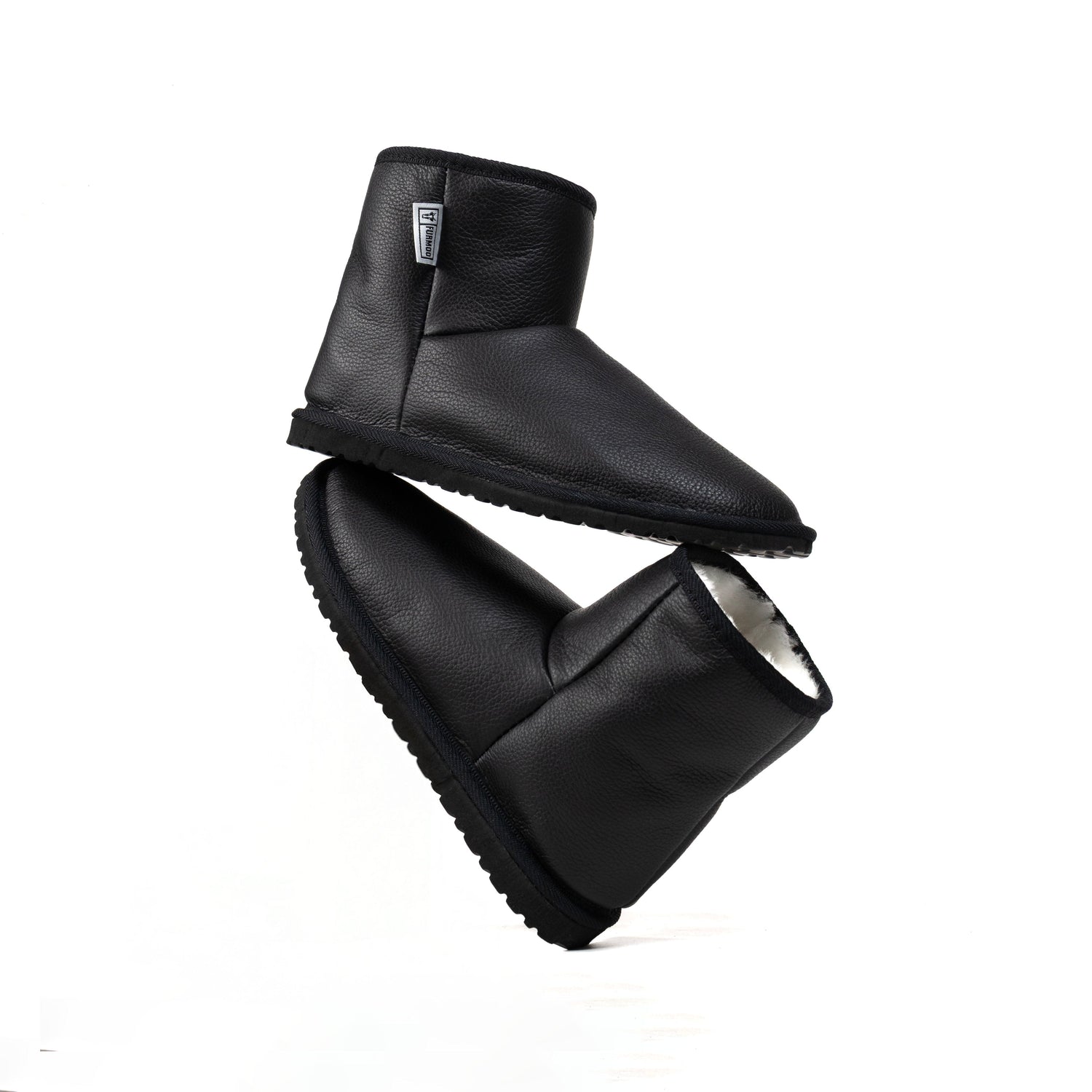 Raven Black Leather Sheepskin Boots