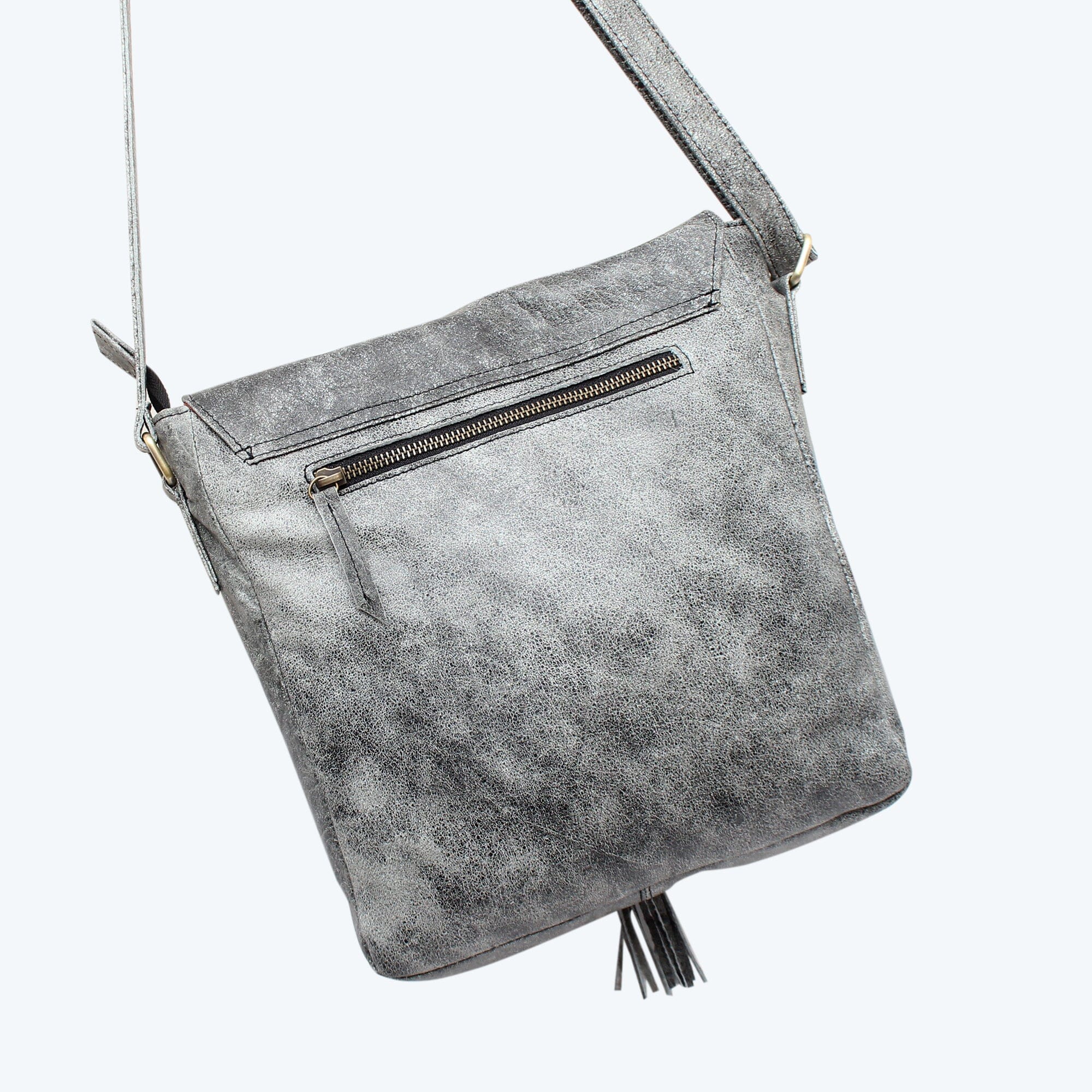 Fur Leather Ring Satchel Cowhide Bag