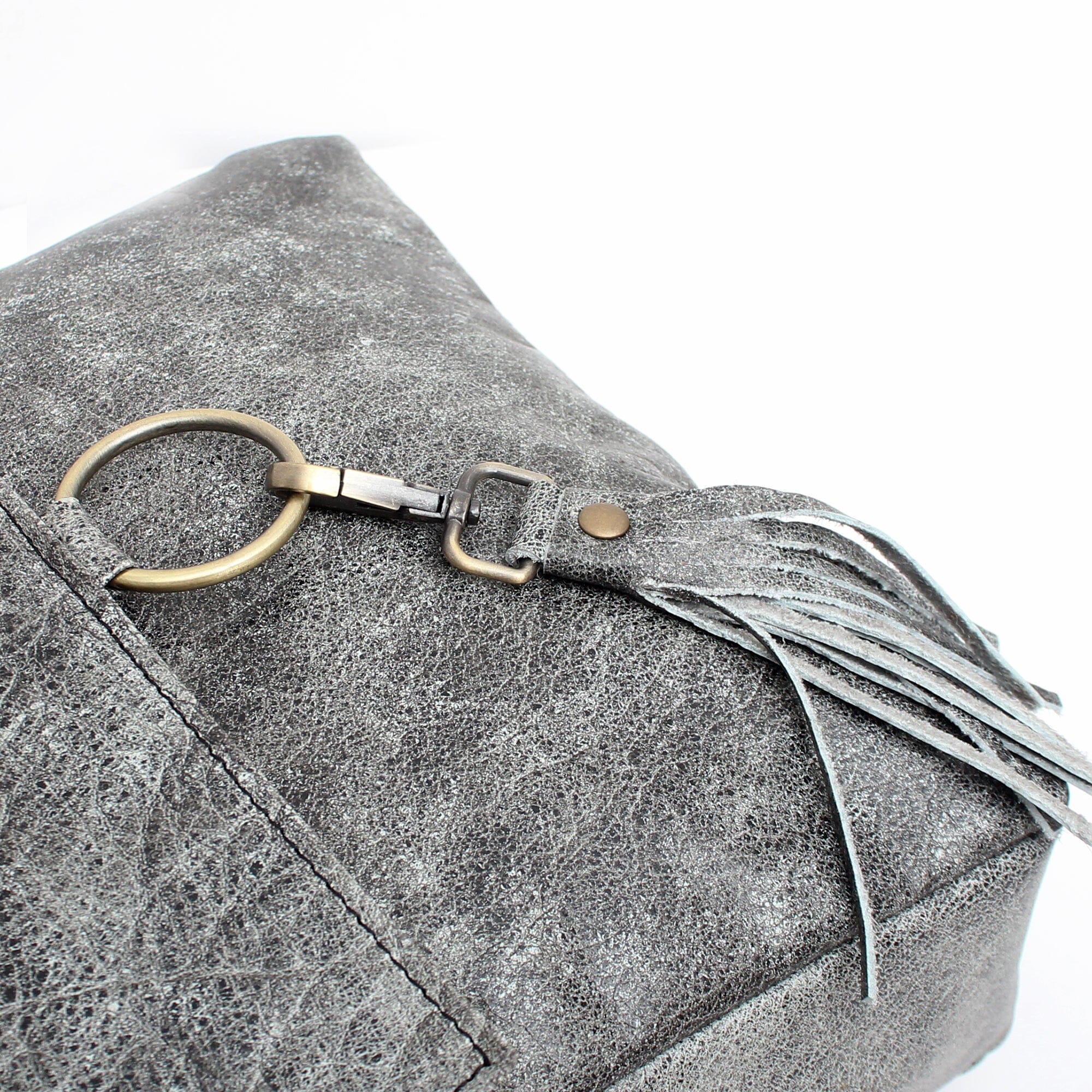 Fur Leather Ring Satchel Cowhide Bag