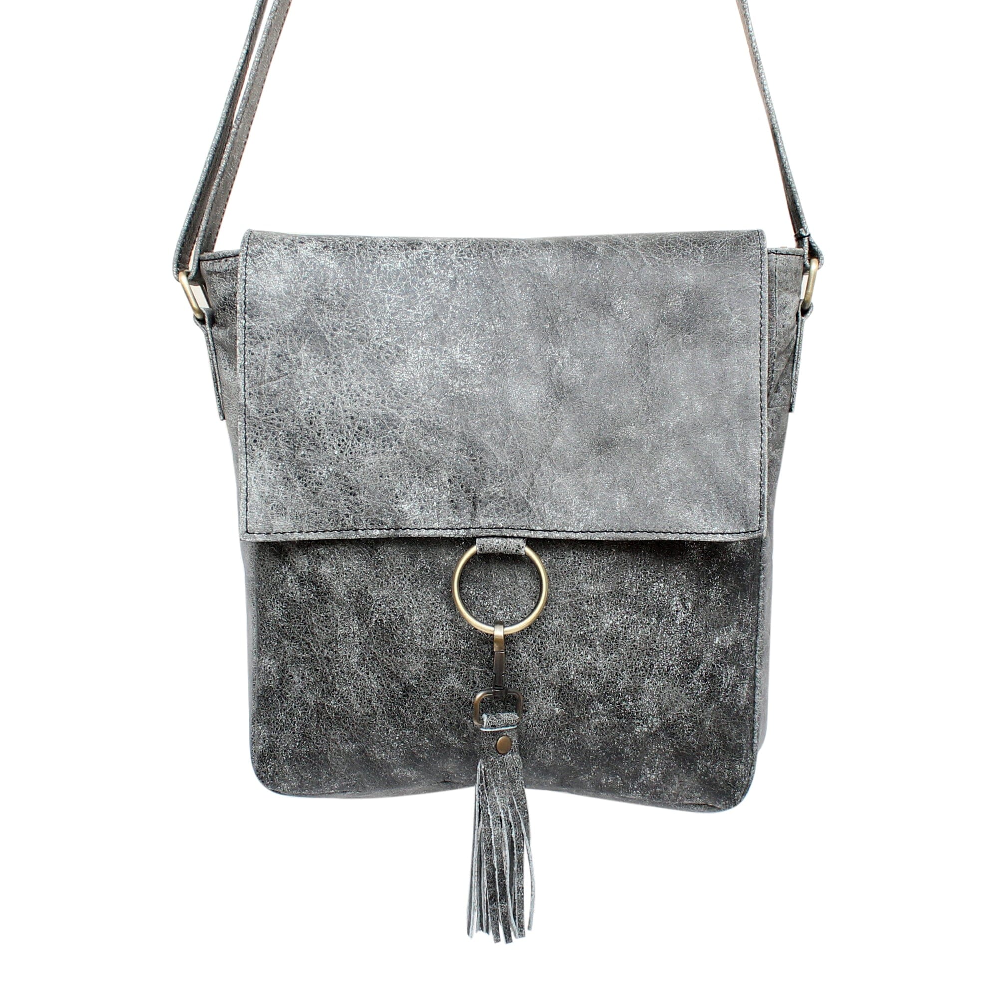 Fur Leather Ring Satchel Cowhide Bag
