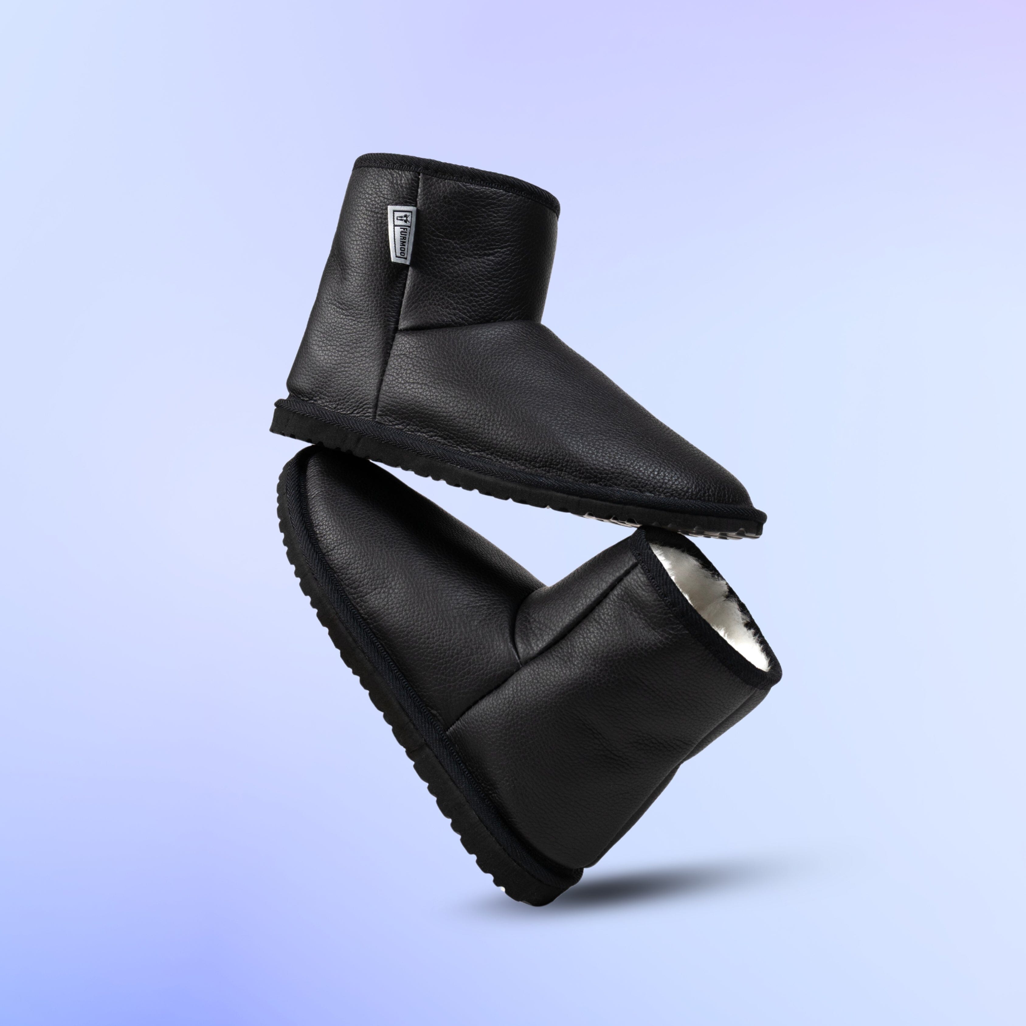 Raven Black Leather Sheepskin Boots