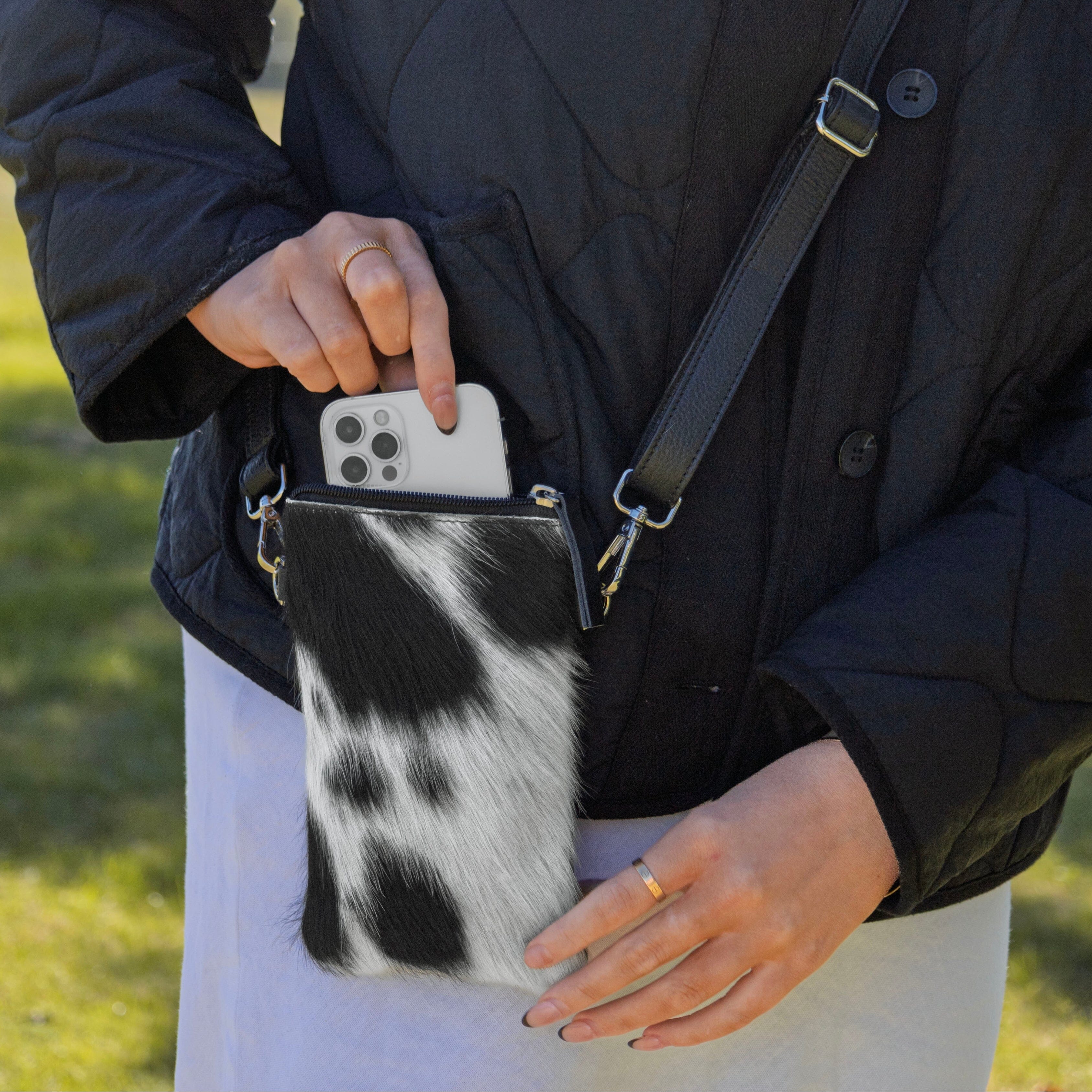 Fur Get Me Not Cowhide Phone Pouch