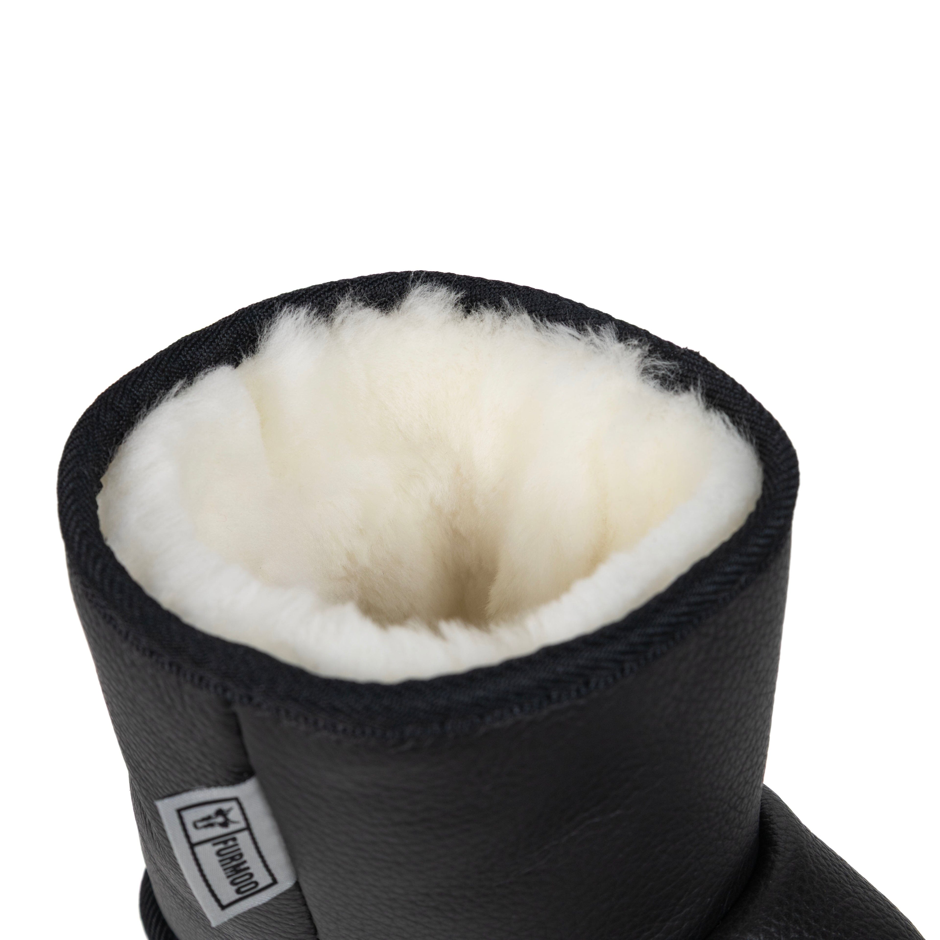 Raven Black Leather Sheepskin Boots
