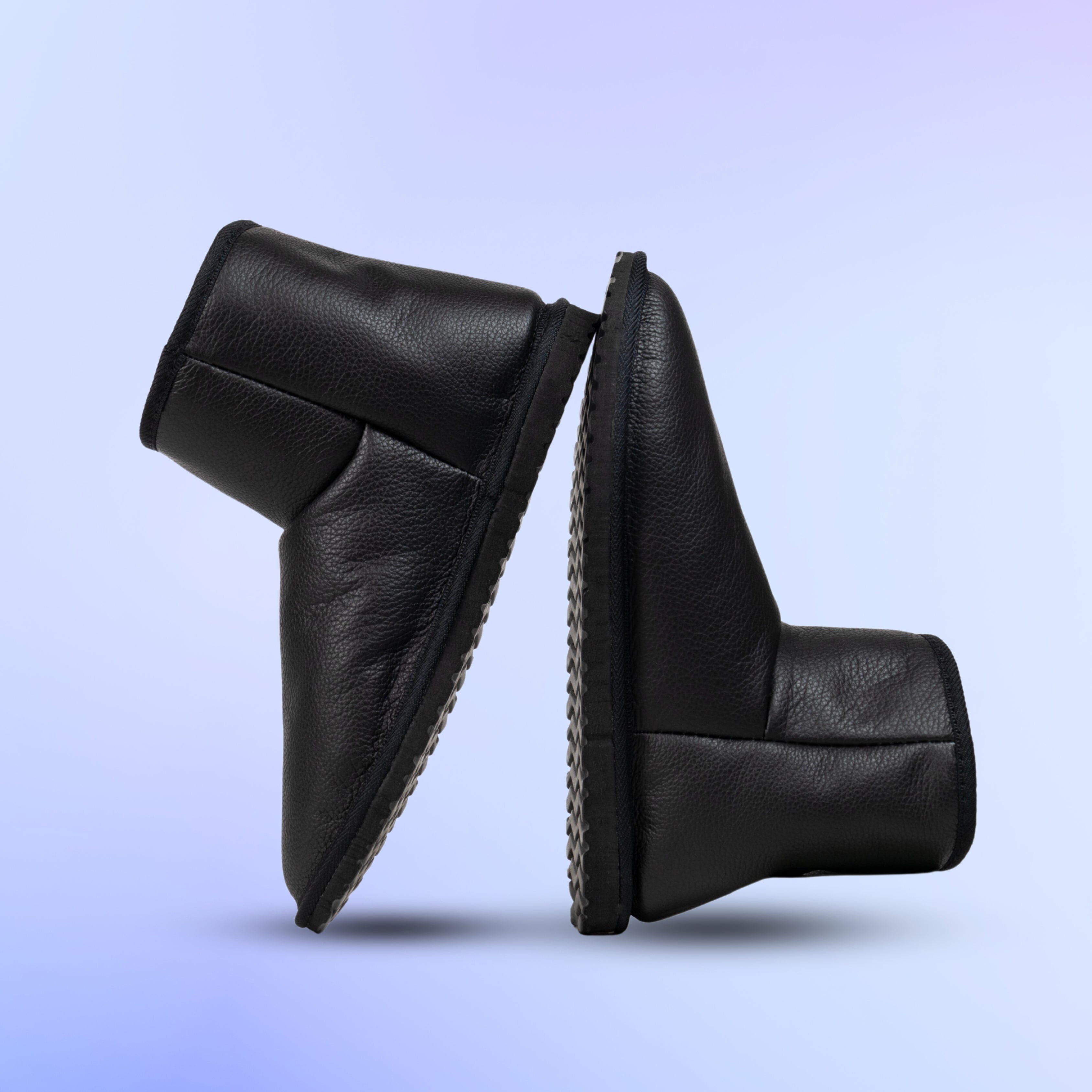 Raven Black Leather Sheepskin Boots
