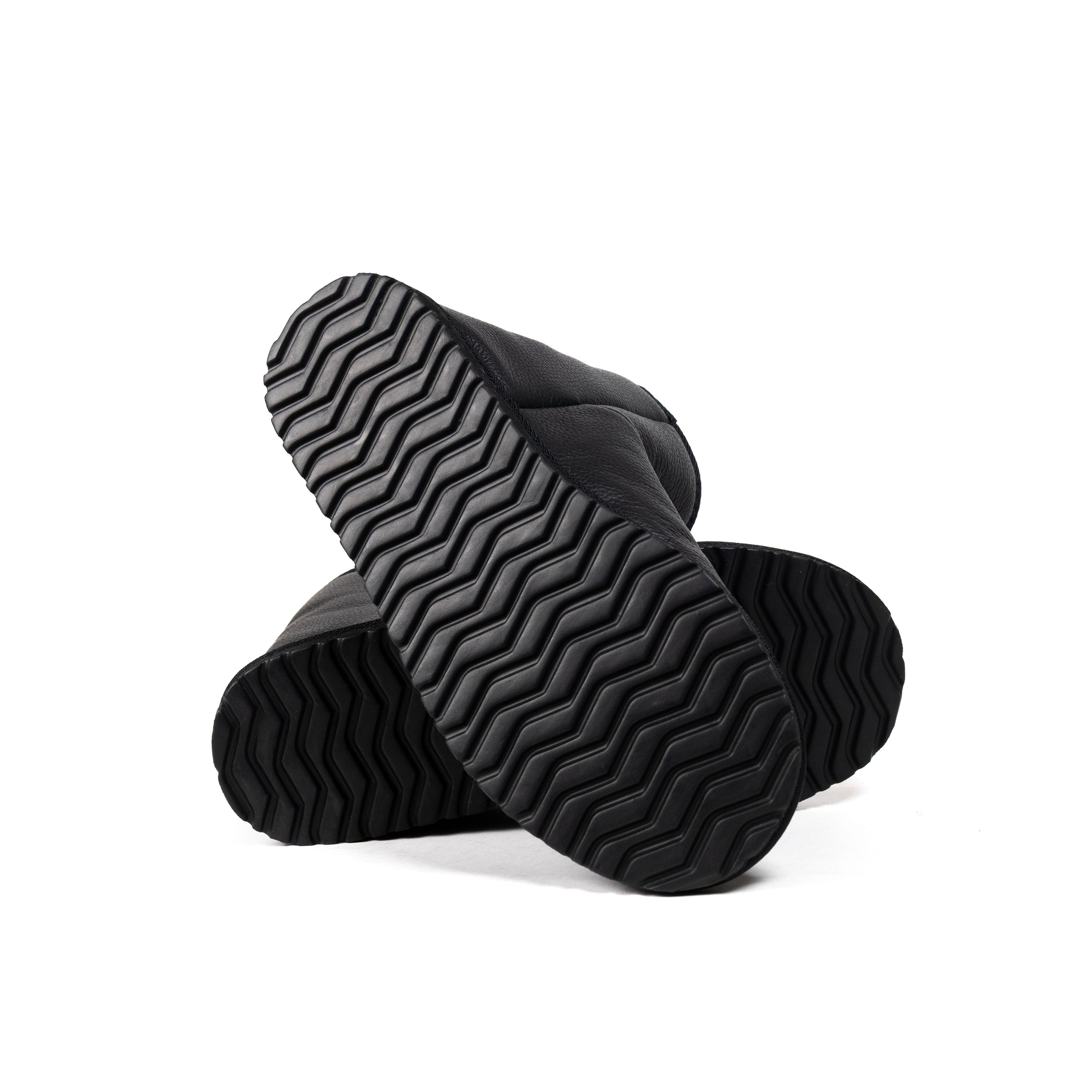 Raven Black Leather Sheepskin Boots