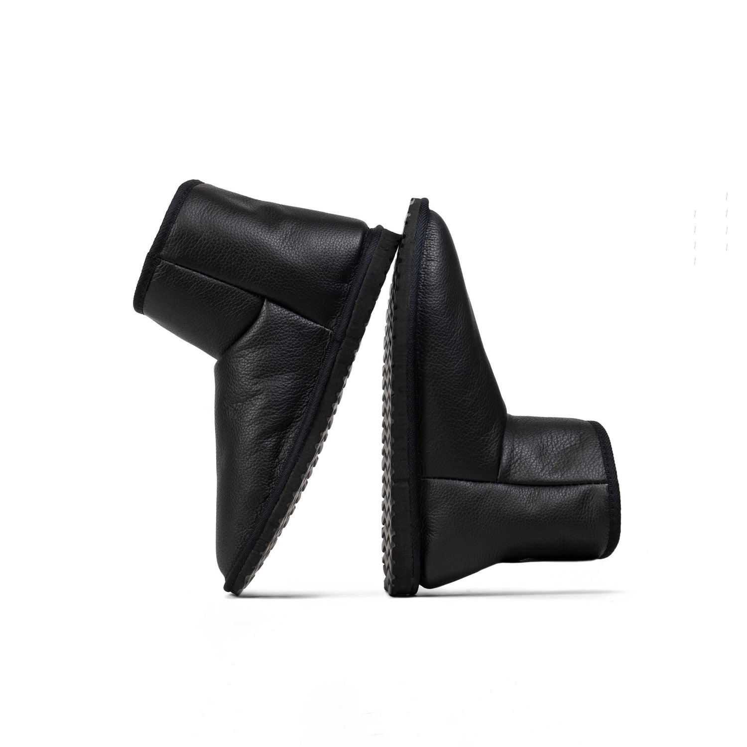 Raven Black Leather Sheepskin Boots