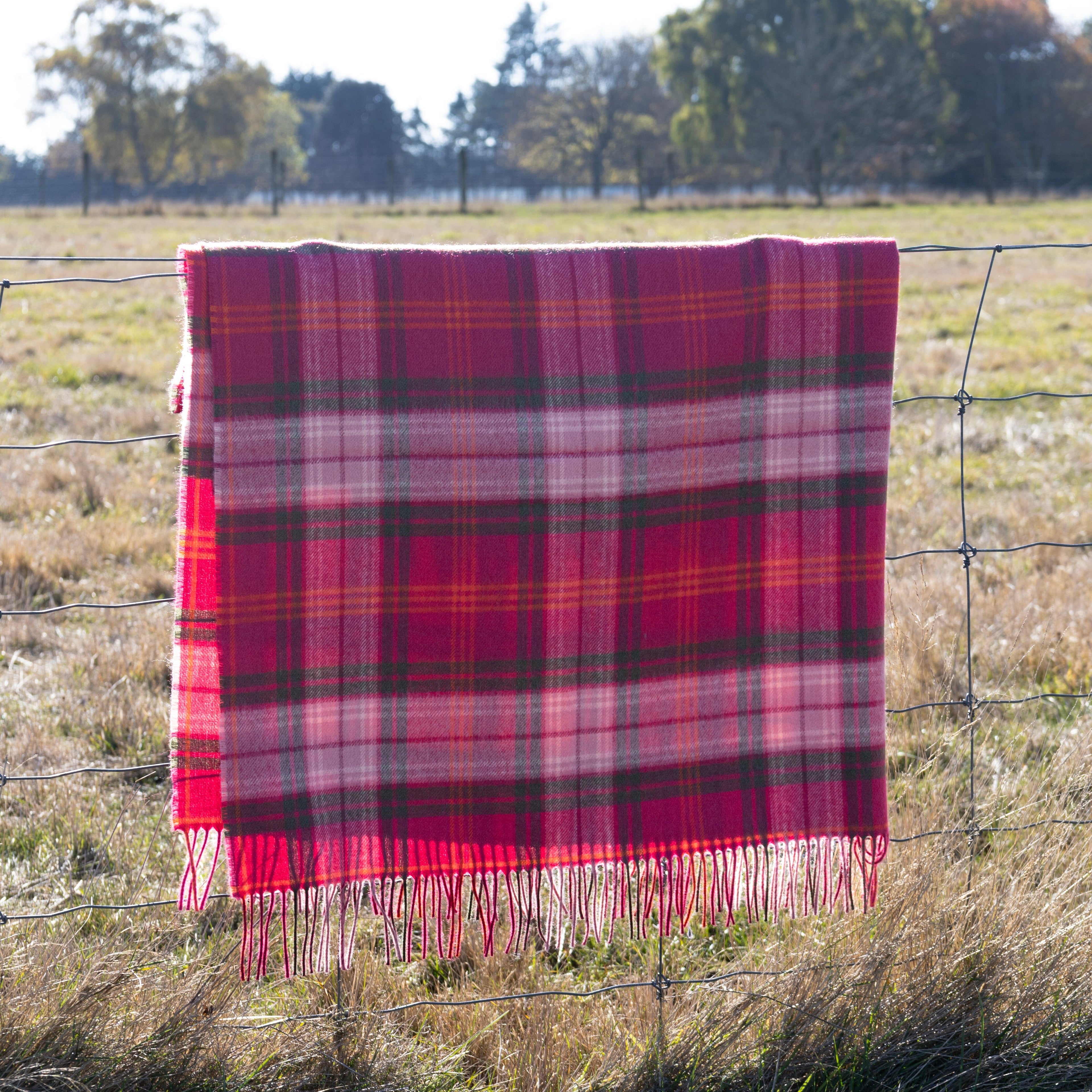 Hunting Rose Tartan Lambswool Blanket