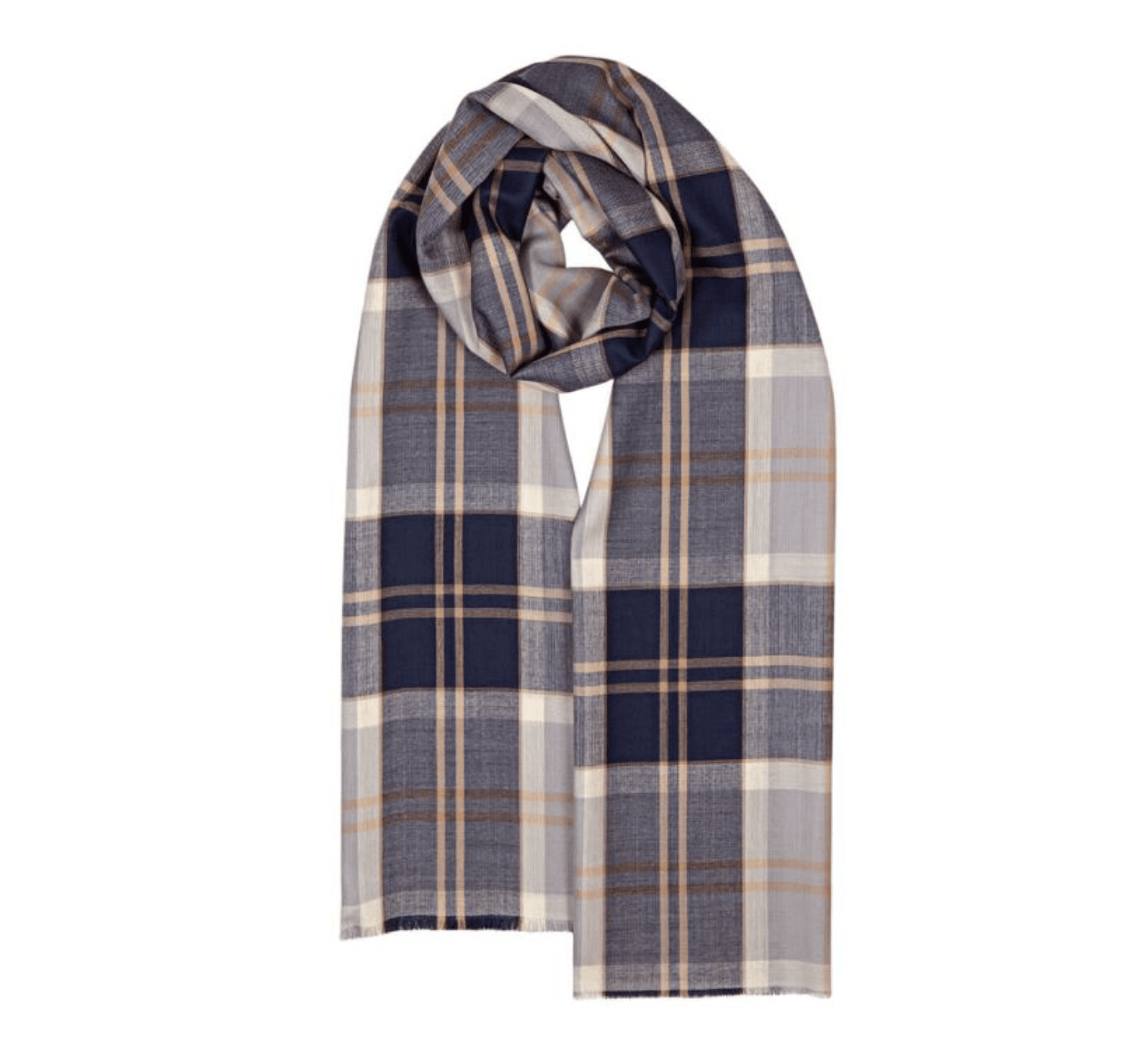 Alba Bannockbane Grey Ochre Extra Fine Merino Stole | Wool Scarf