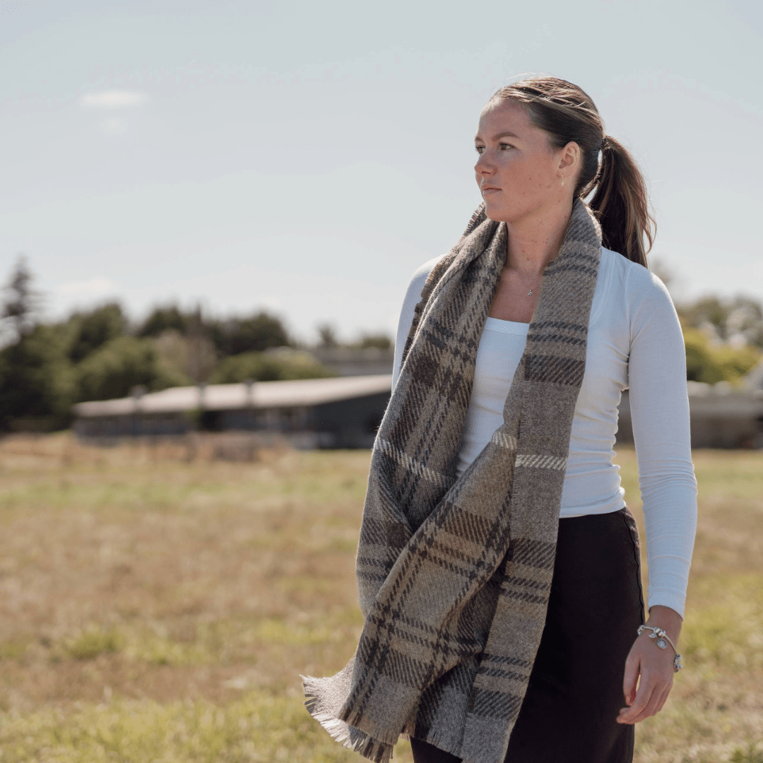 Fearne Scarf British Wool Cranston Taupe | Wool Scarf