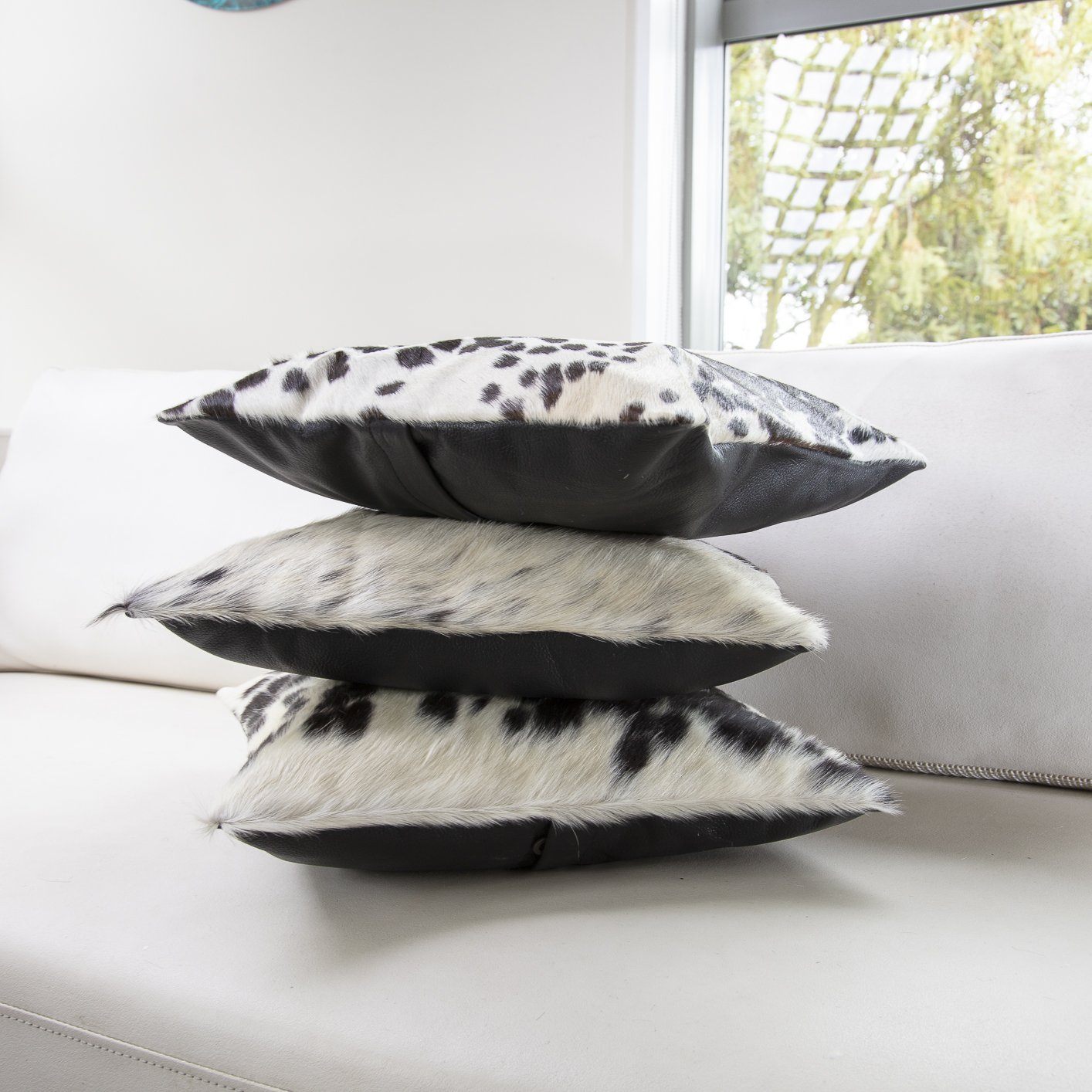 Cowhide Leather Cushion Cover