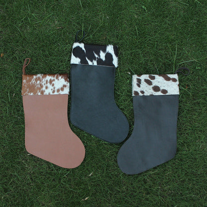 Furmoo Cowhide Christmas Stocking ( Free Purse )