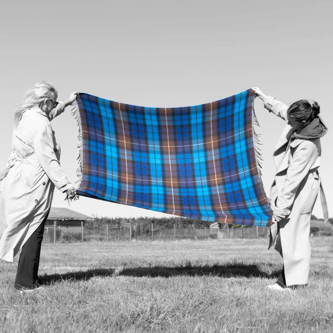 Border Buchanan Blue Tartan Lambswool Blanket