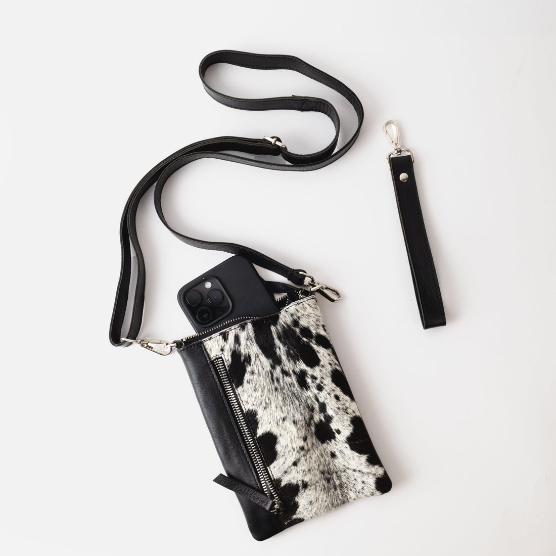 The Boomerang Cowhide Crossbody Phone Bag