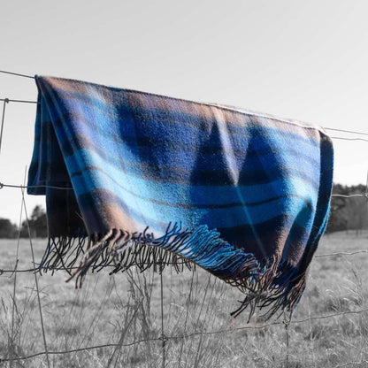 Border Buchanan Blue Tartan Lambswool Blanket