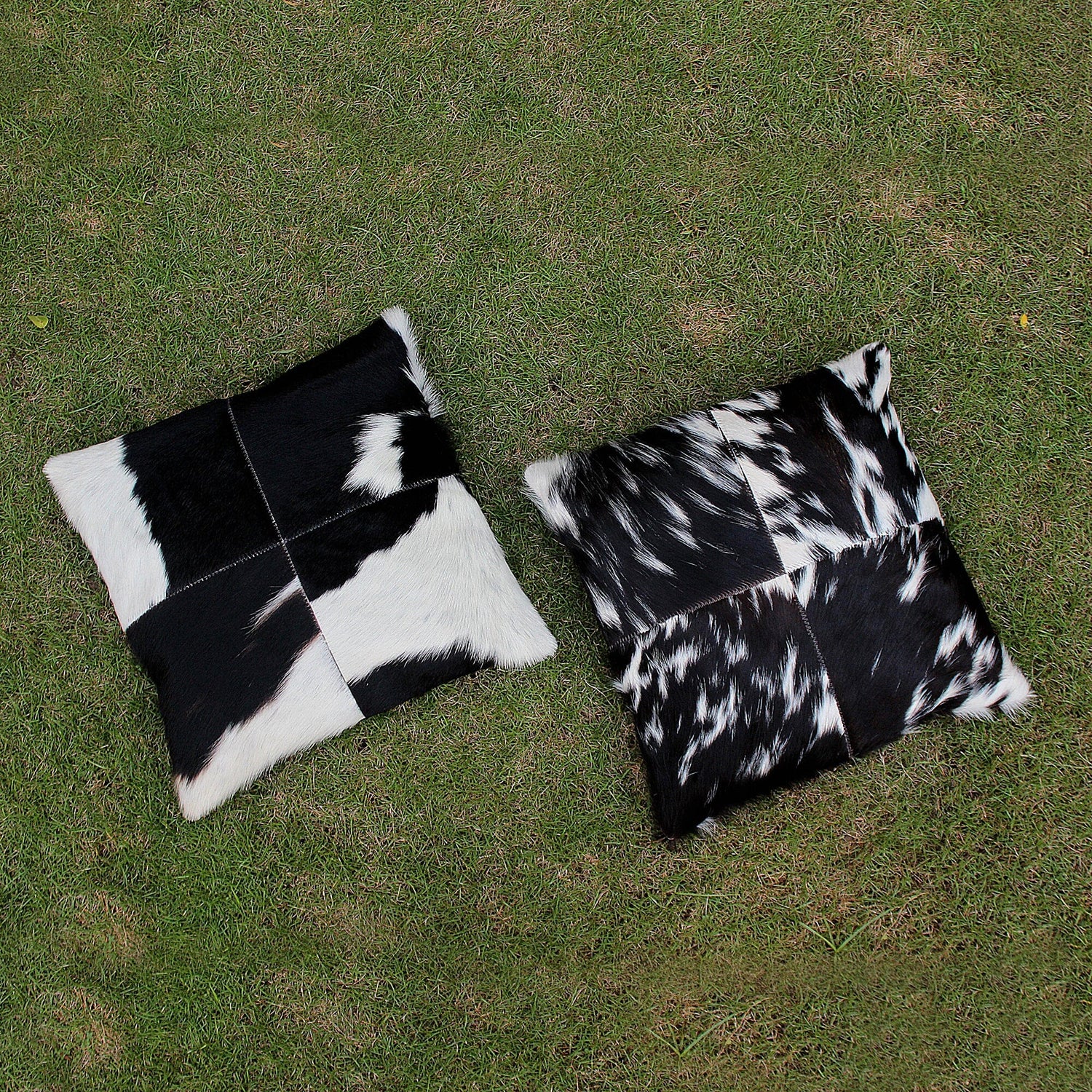 Four Panel Cowhide Cushion Cover