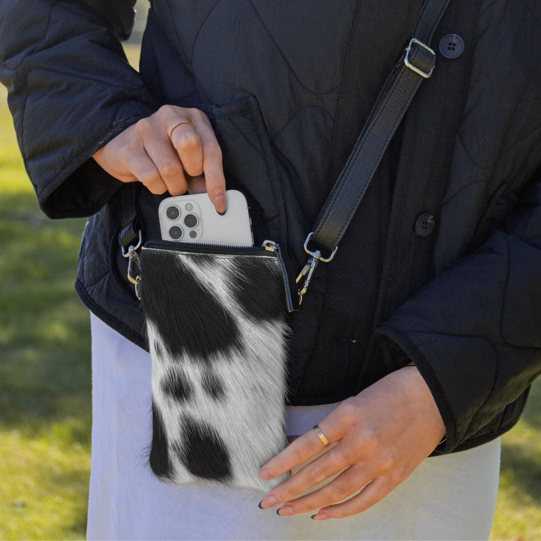 Fur Get Me Not Cowhide Phone Pouch