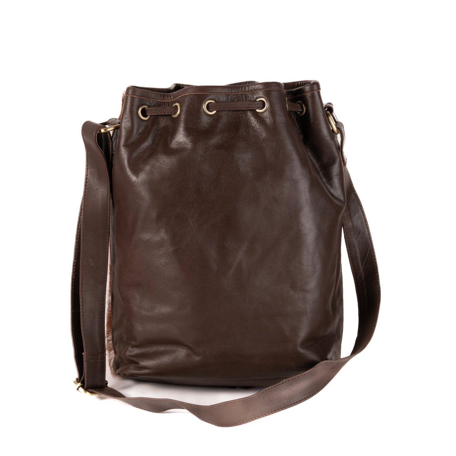 Cowhide Drawstring Satchel