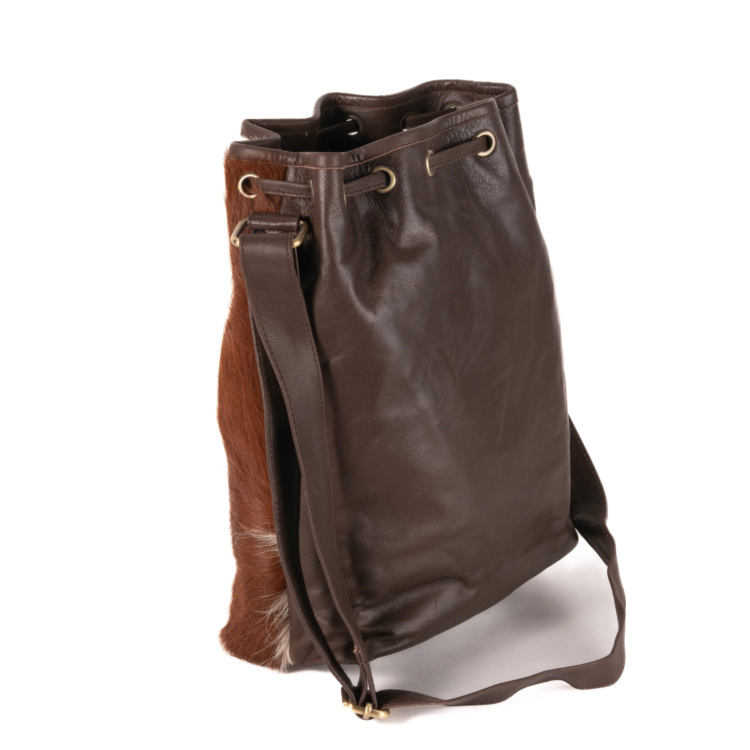 Cowhide Drawstring Satchel