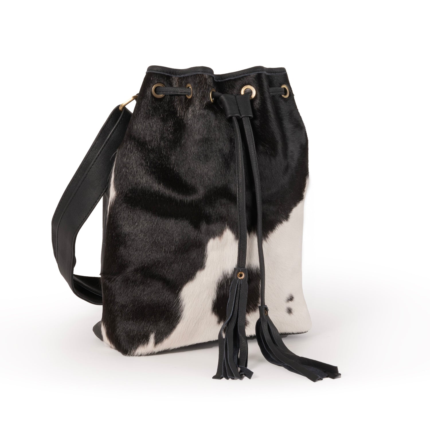 Cowhide Drawstring Satchel