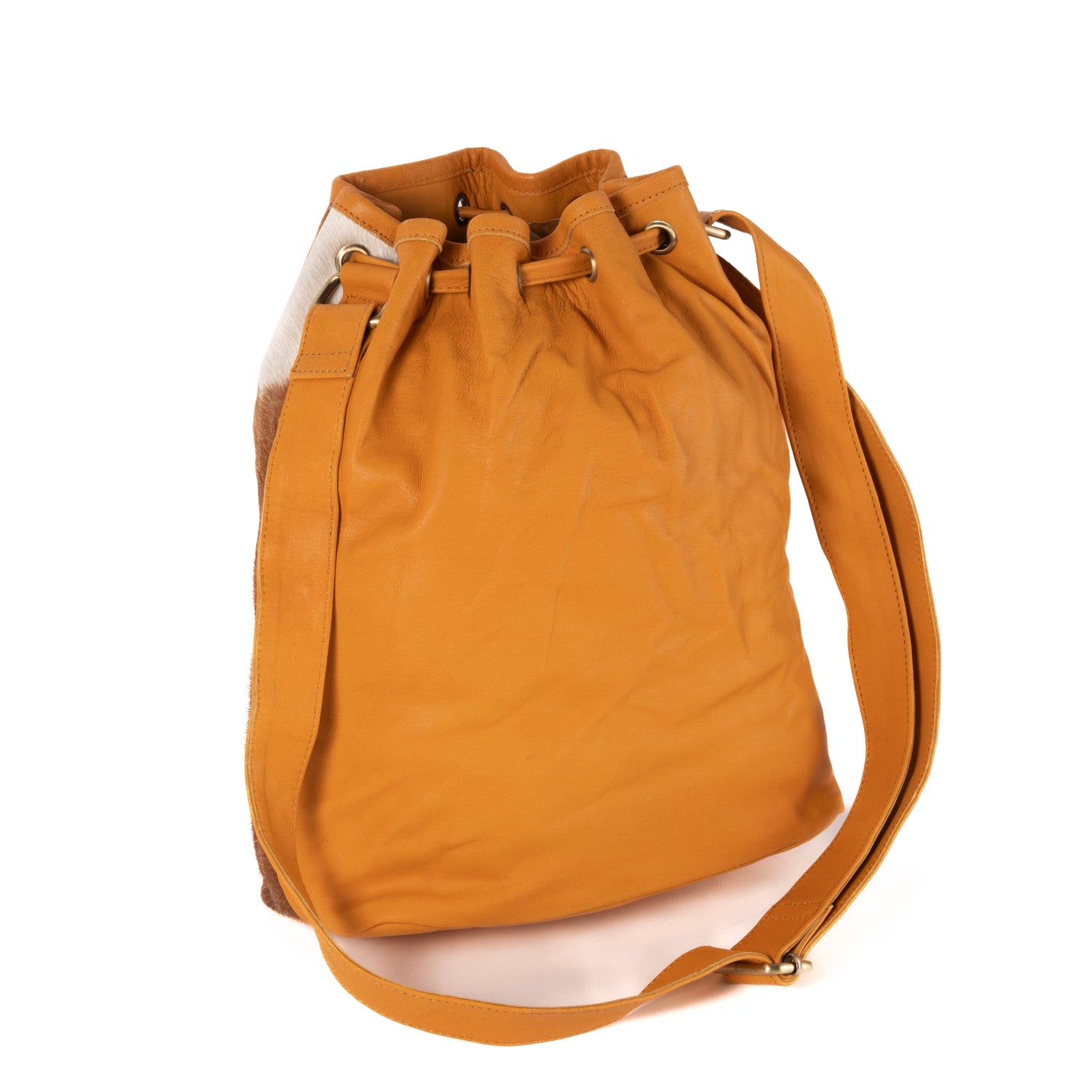 Cowhide Drawstring Satchel