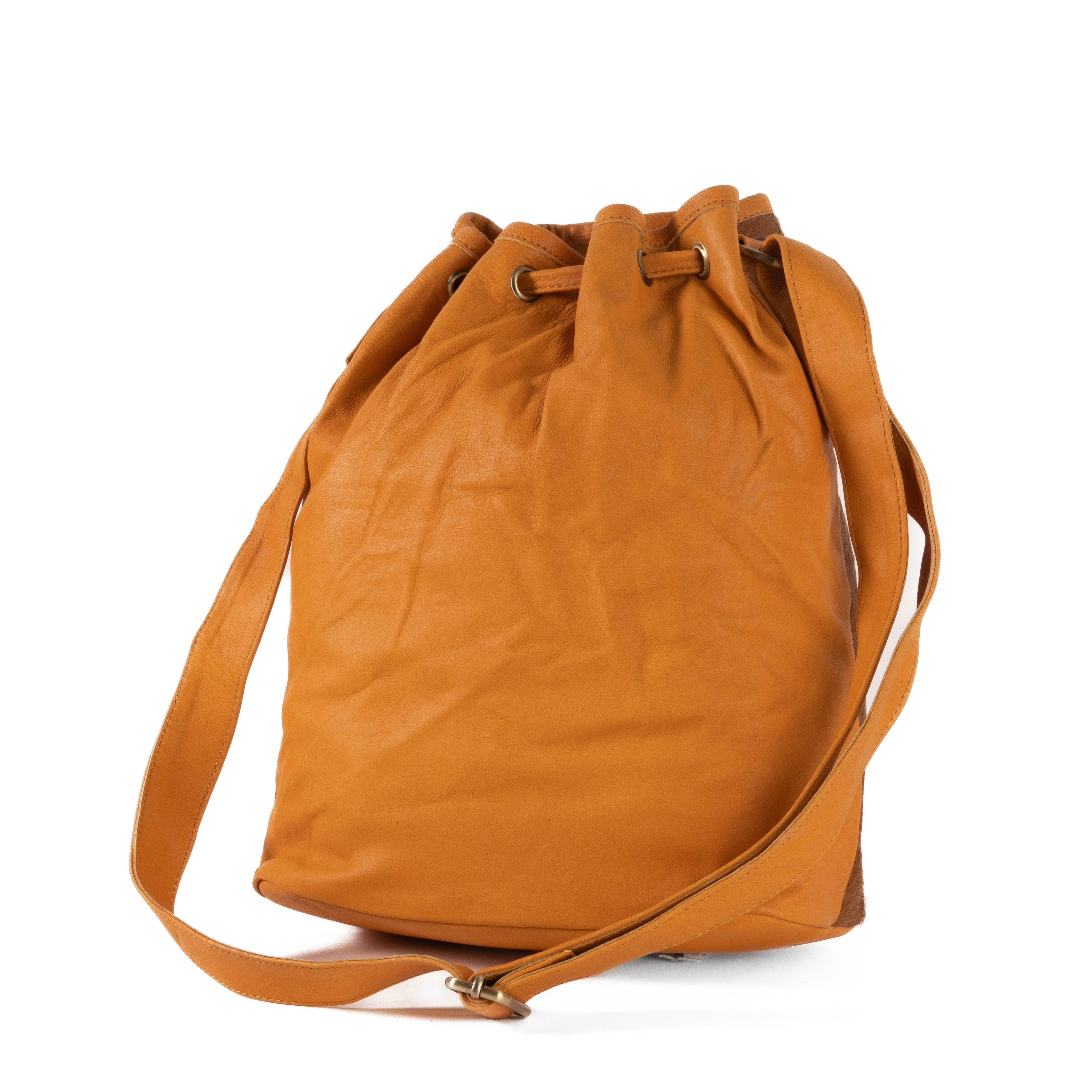 Cowhide Drawstring Satchel