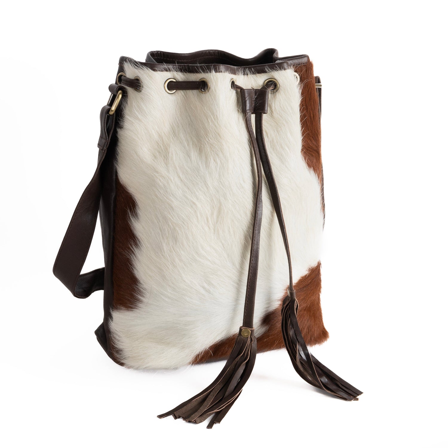 Cowhide Drawstring Satchel