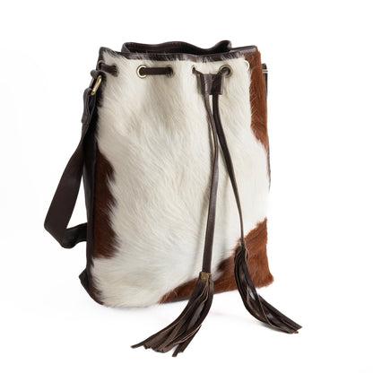 Cowhide Drawstring Satchel