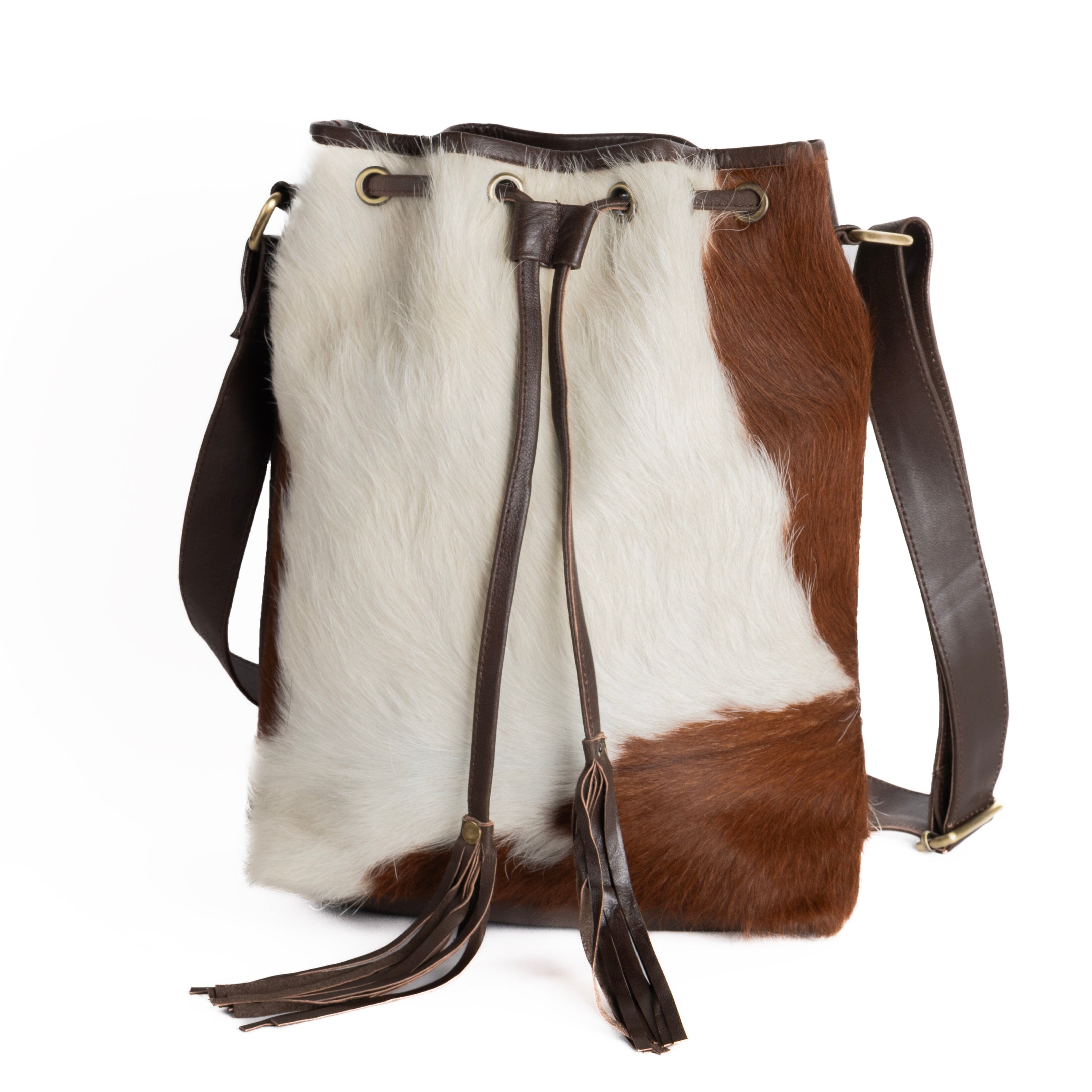 Cowhide Drawstring Satchel