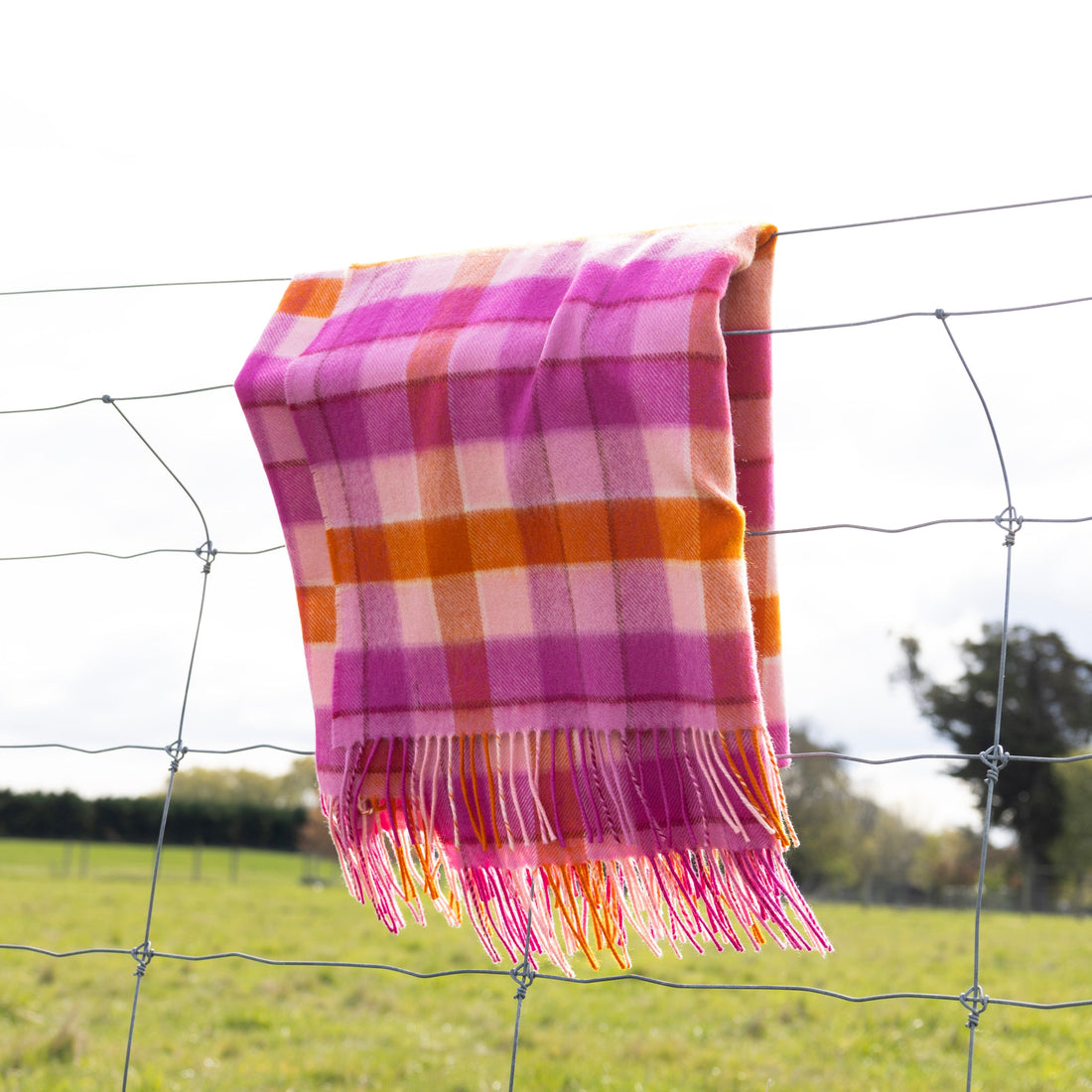 Blush N Blaze Tartan Lambswool Blanket