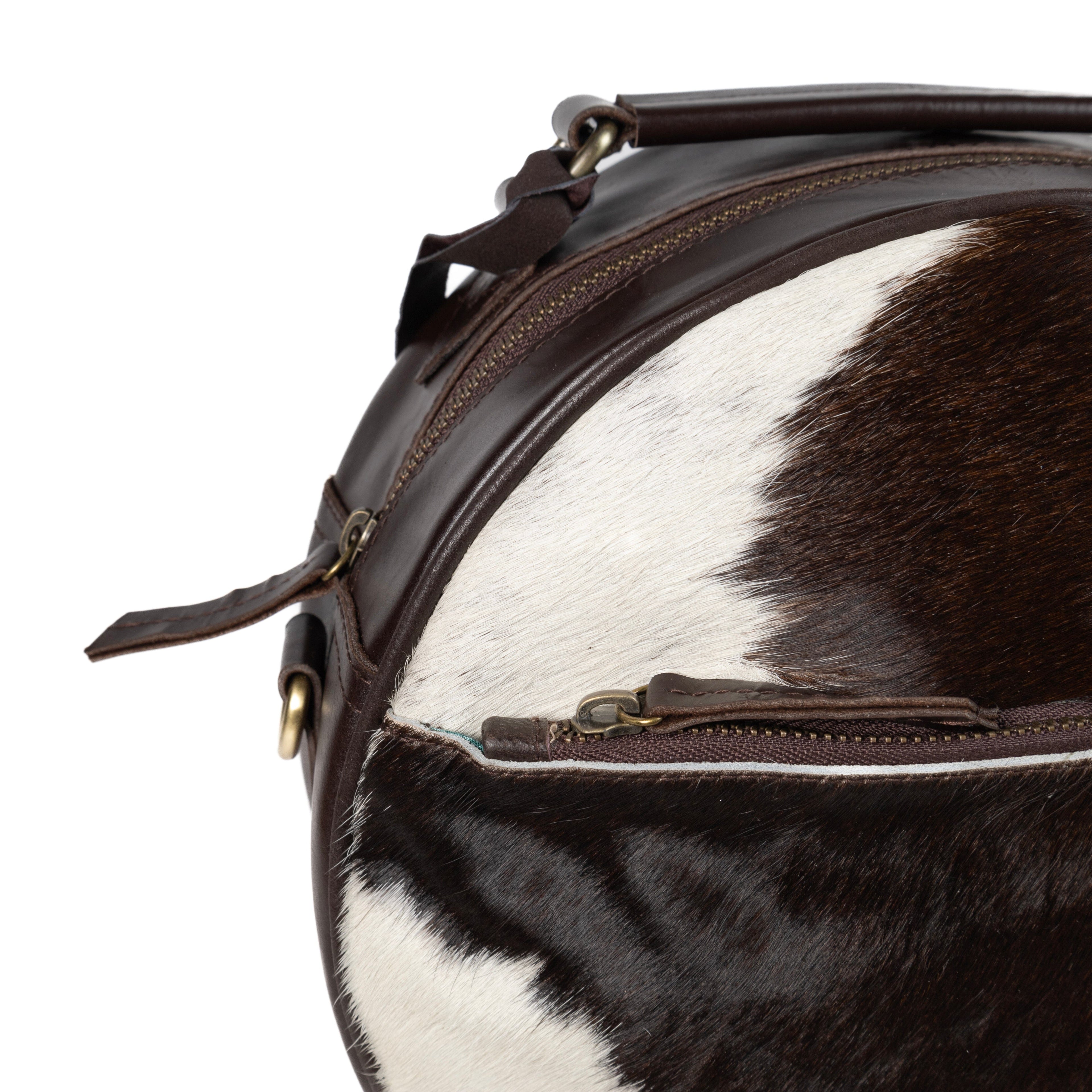 Fur Leather Barrel Handbag