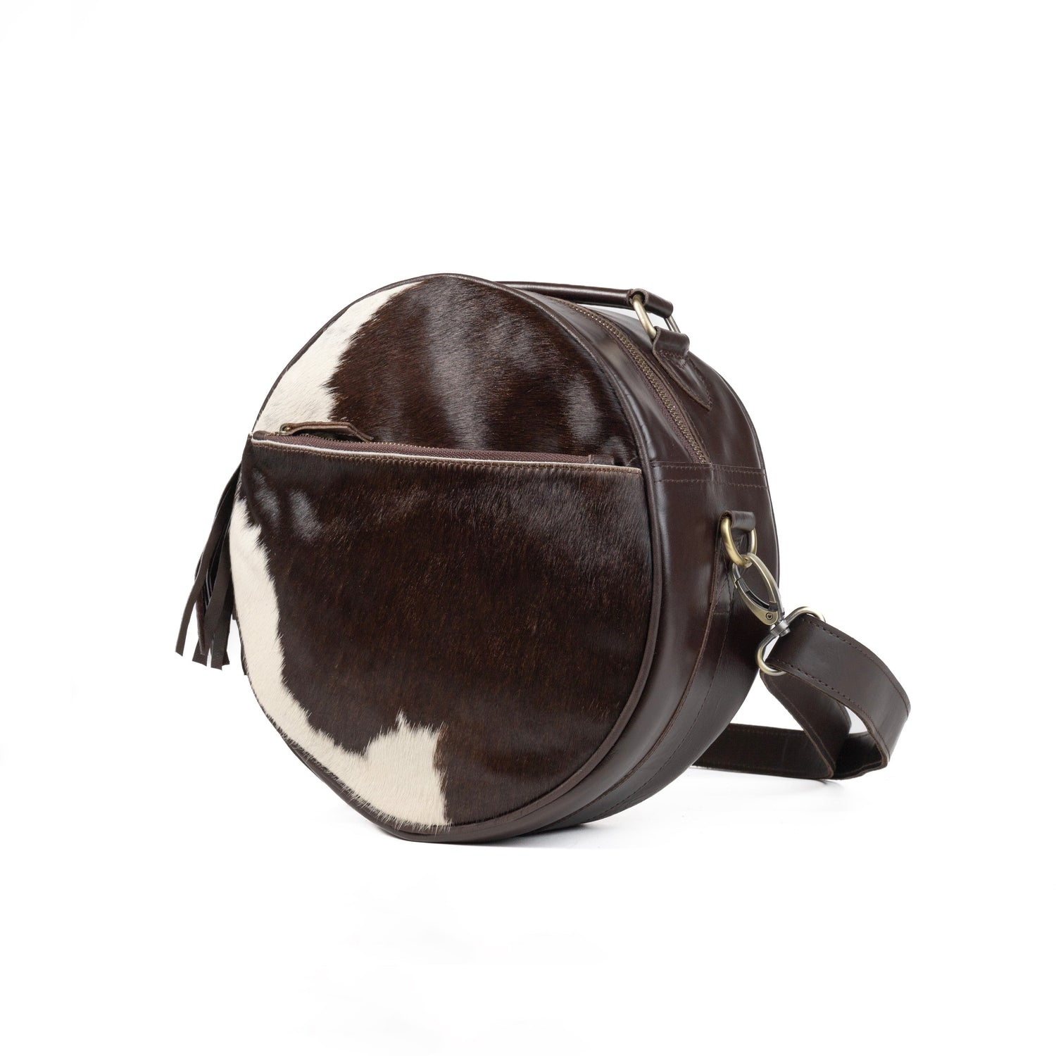 Fur Leather Barrel Handbag