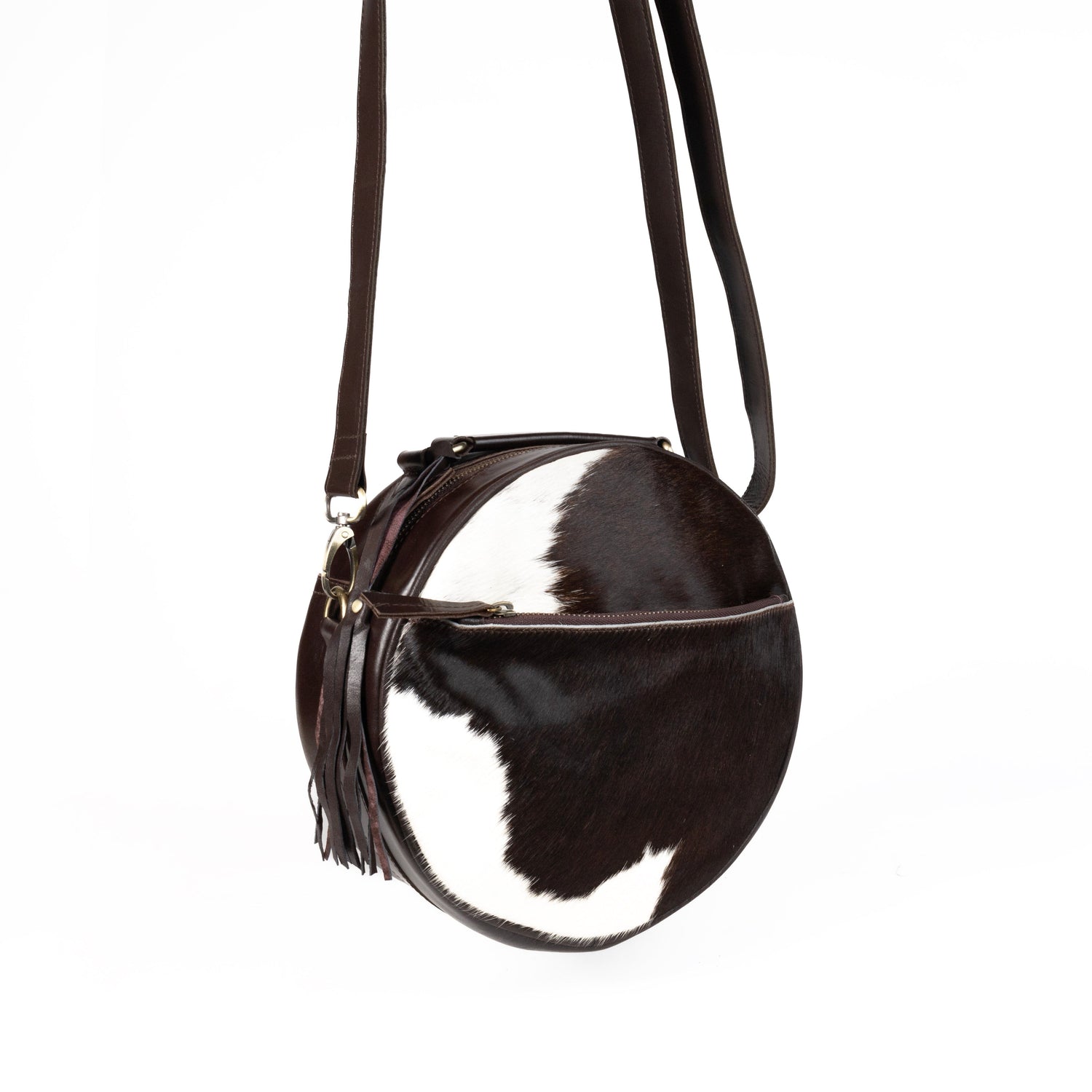 Fur Leather Barrel Handbag