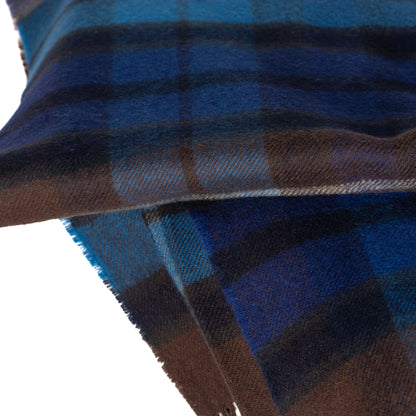 Border Buchanan Blue Tartan Lambswool Blanket