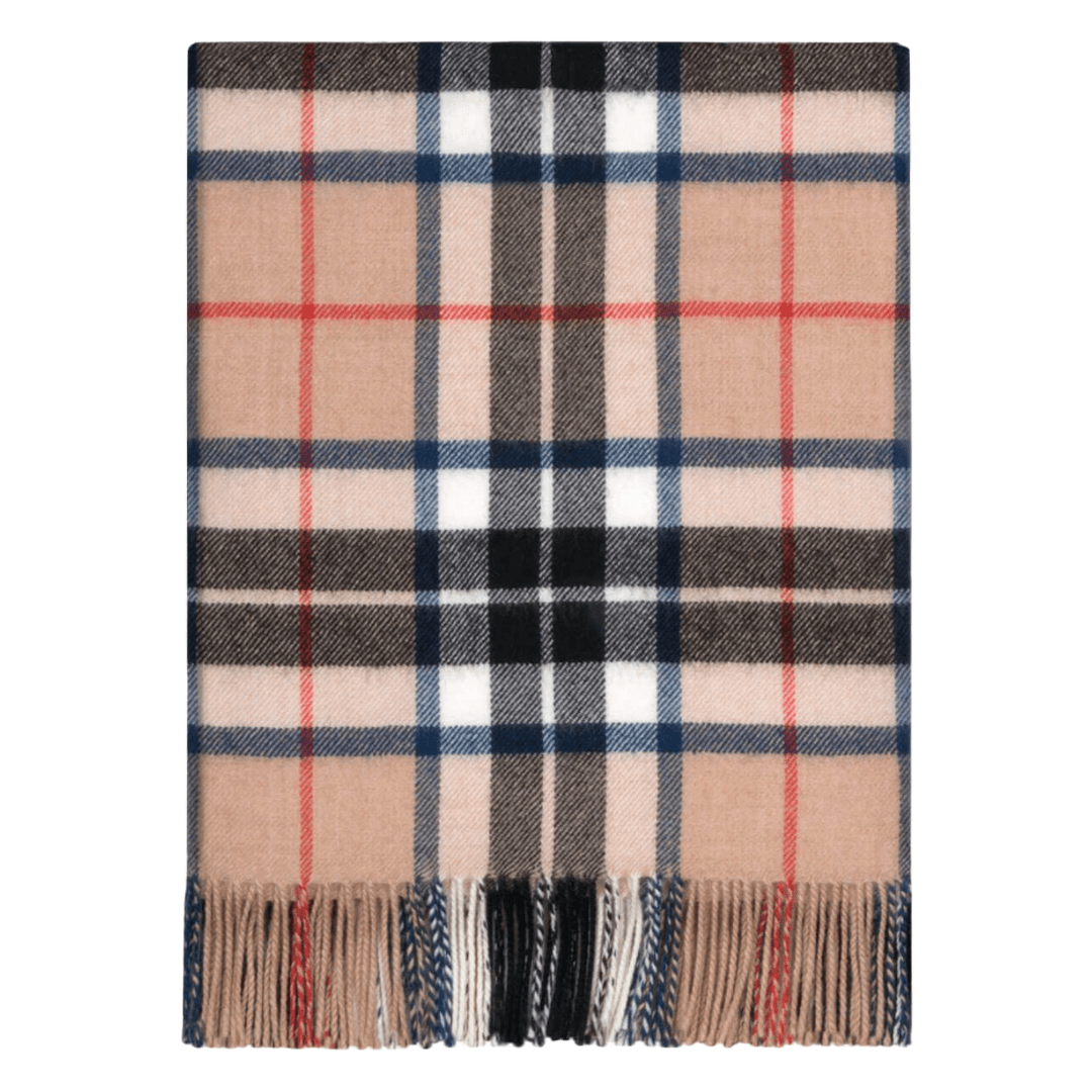 Border Thomson Camel Tartan Lambswool Blanket