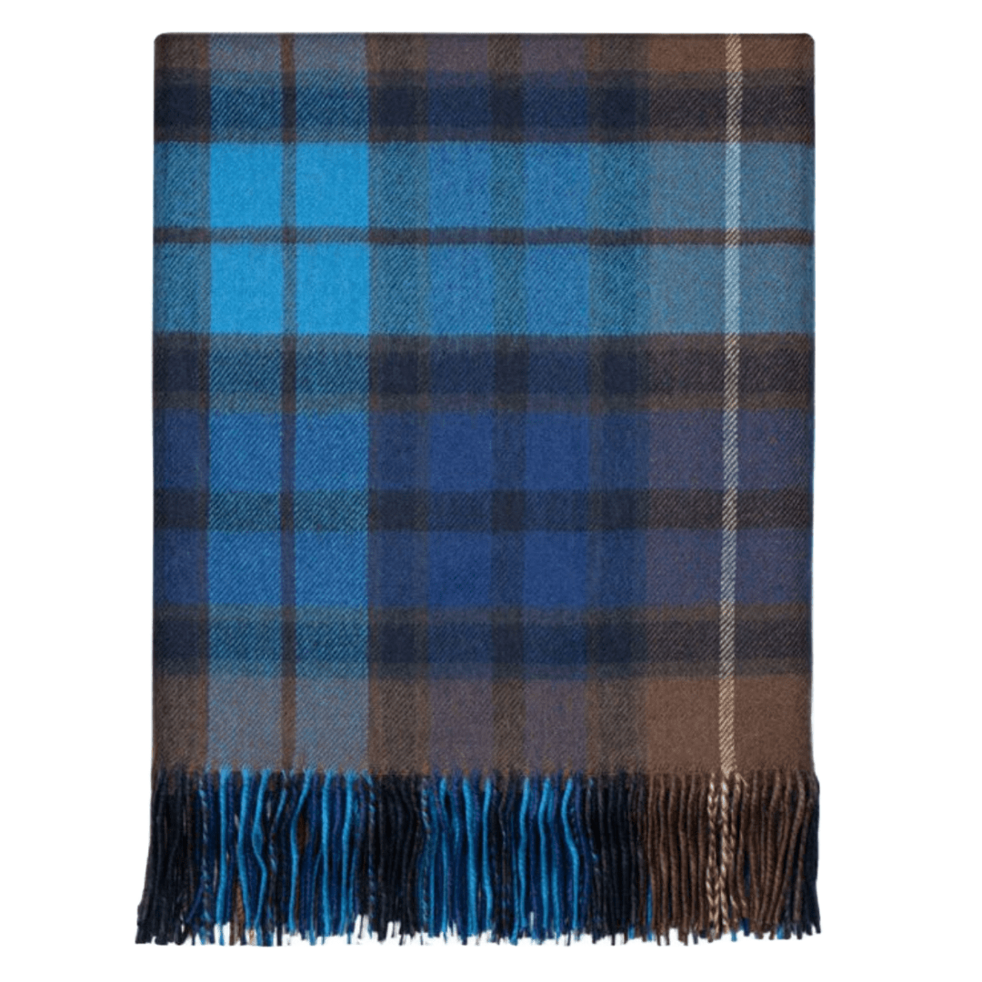 Border Buchanan Blue Tartan Lambswool Blanket