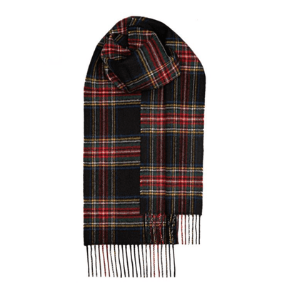 Bowhill Stewart Black Modern Lambswool Scarf | Wool Scarf Pre Order