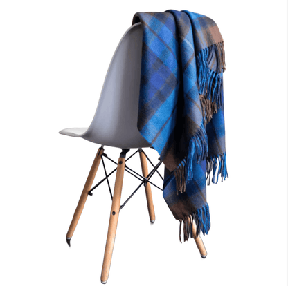 Border Buchanan Blue Tartan Lambswool Blanket