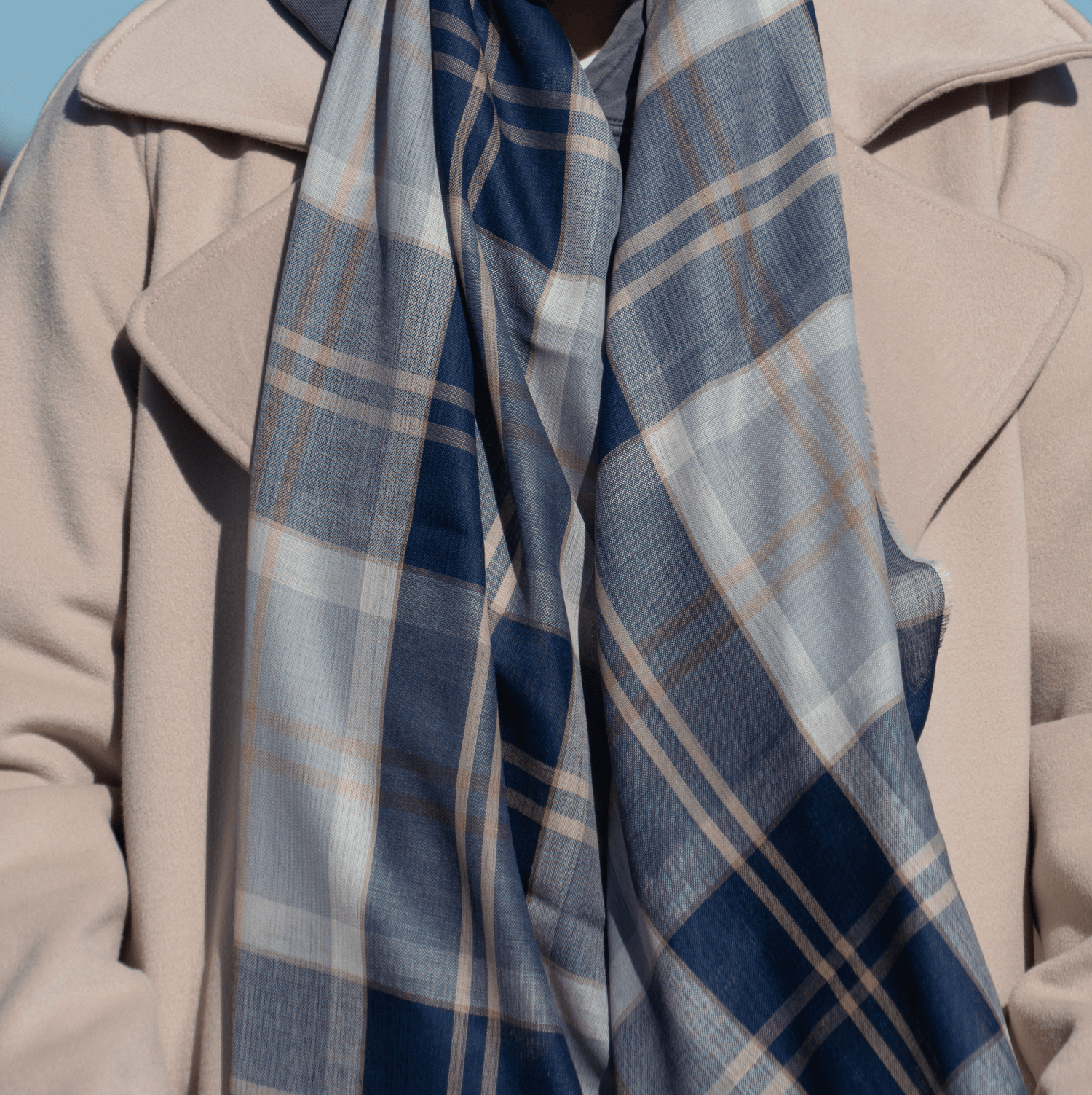 Alba Bannockbane Grey Ochre Extra Fine Merino Stole | Wool Scarf