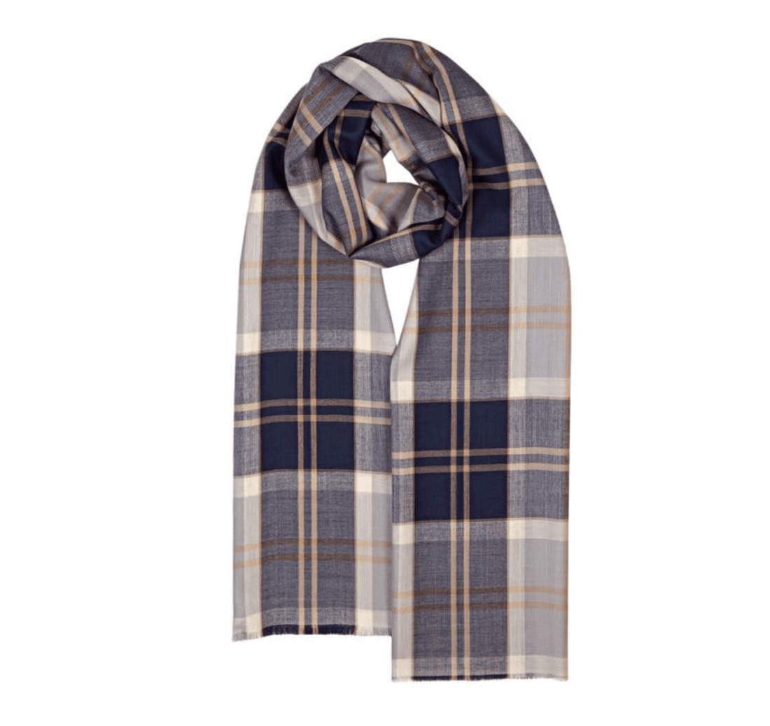Alba Bannockbane Grey Ochre Extra Fine Merino Stole | Wool Scarf
