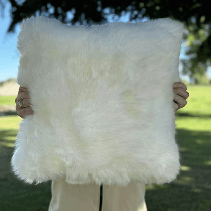 Luxury Ivory sheepskin cushion cover 45cm by 45cm