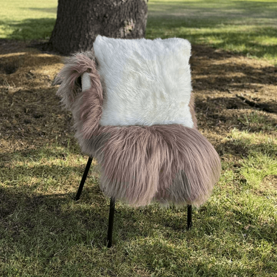 Luxury Ivory sheepskin cushion cover 45cm by 45cm