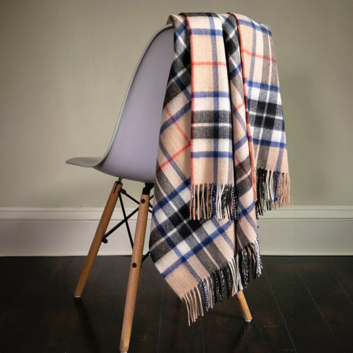 Border Thomson Camel Tartan Lambswool Blanket