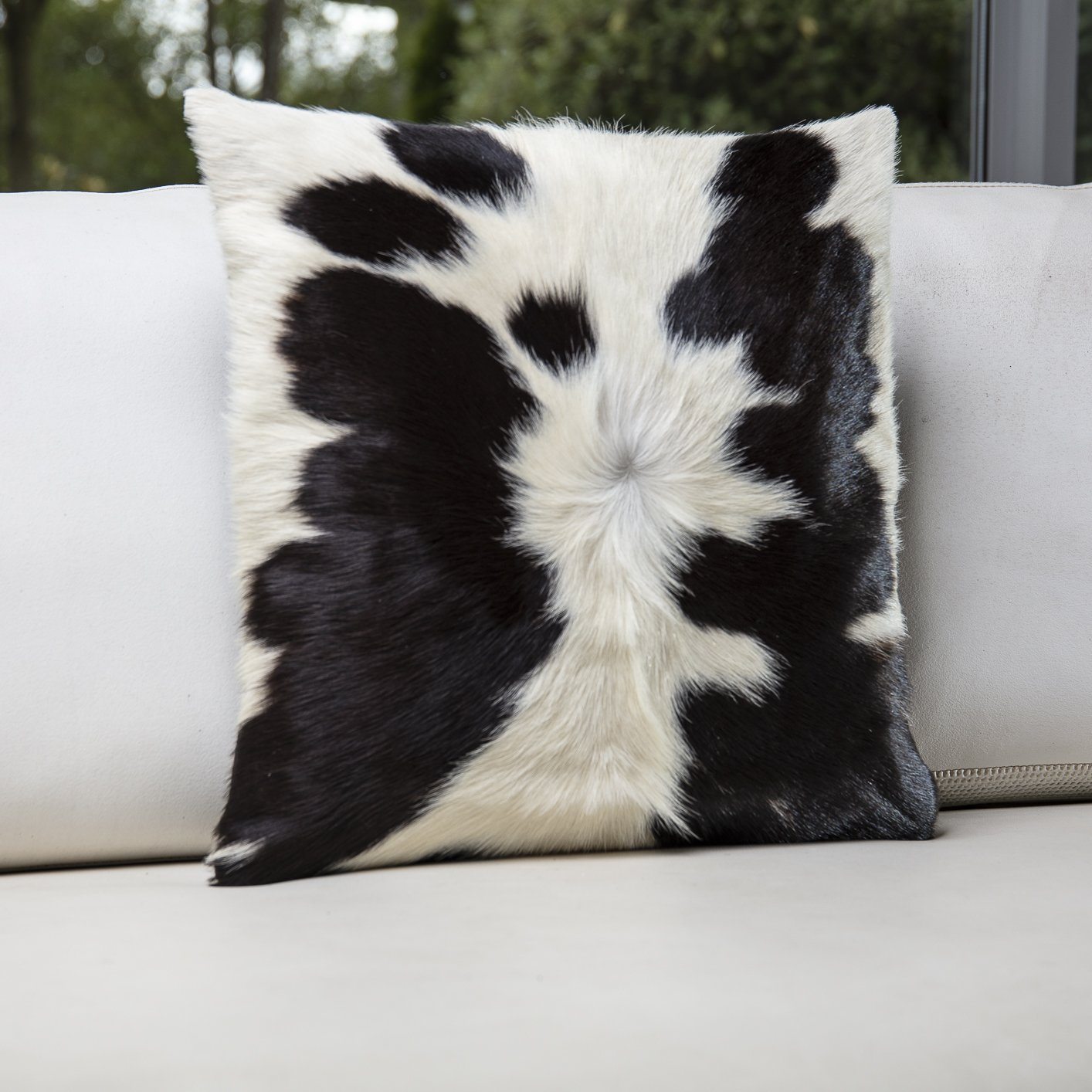 Black &amp; White Cowhide Cushion