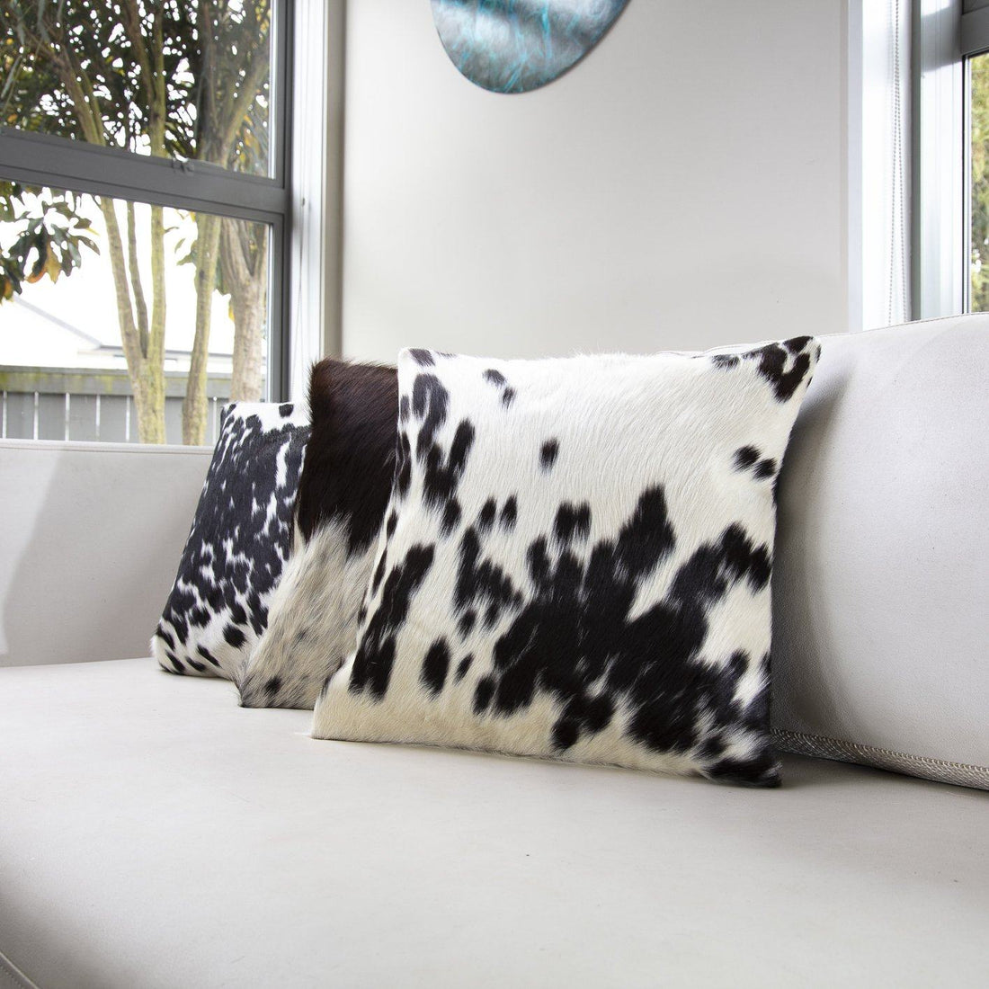 Black &amp; White Cowhide Cushion