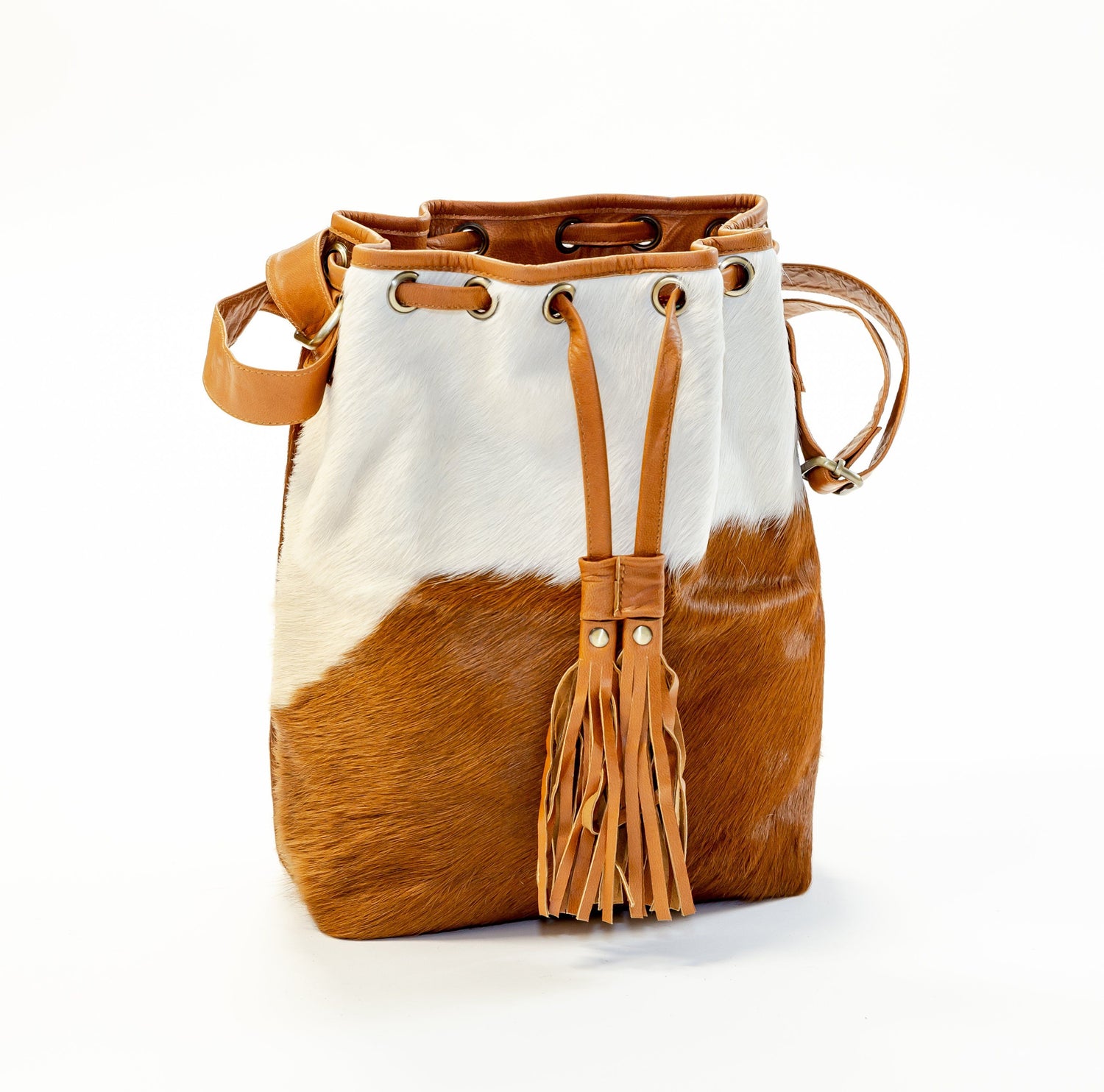 Cowhide Drawstring Satchel