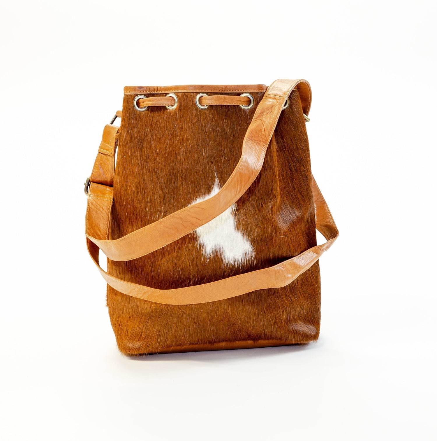 Cowhide Drawstring Satchel