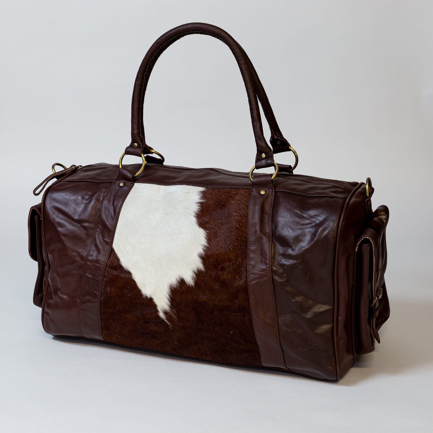 Genuine Leather &amp; Cowhide Overnight Bag