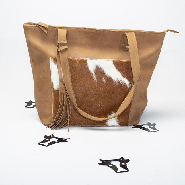 Latte leather tote