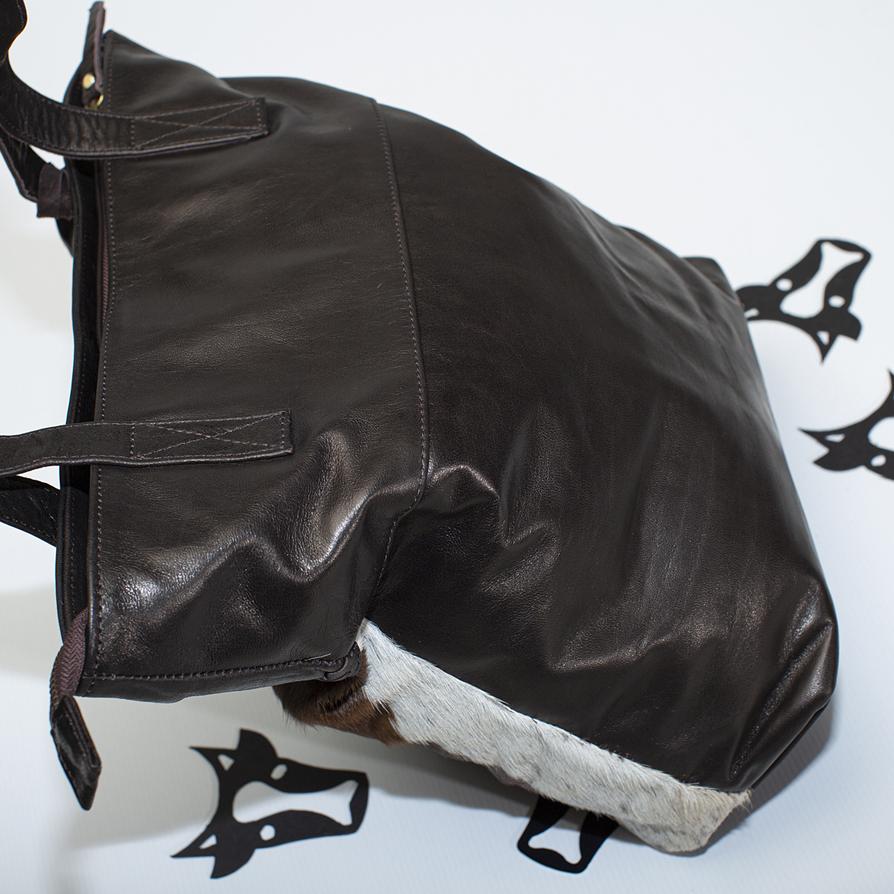 Chocolate Detailed Cowhide Tote Bag