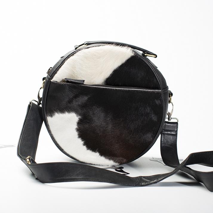 Fur Leather Barrel Handbag